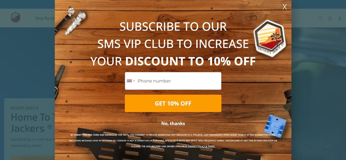 Desert Does It sms sign up