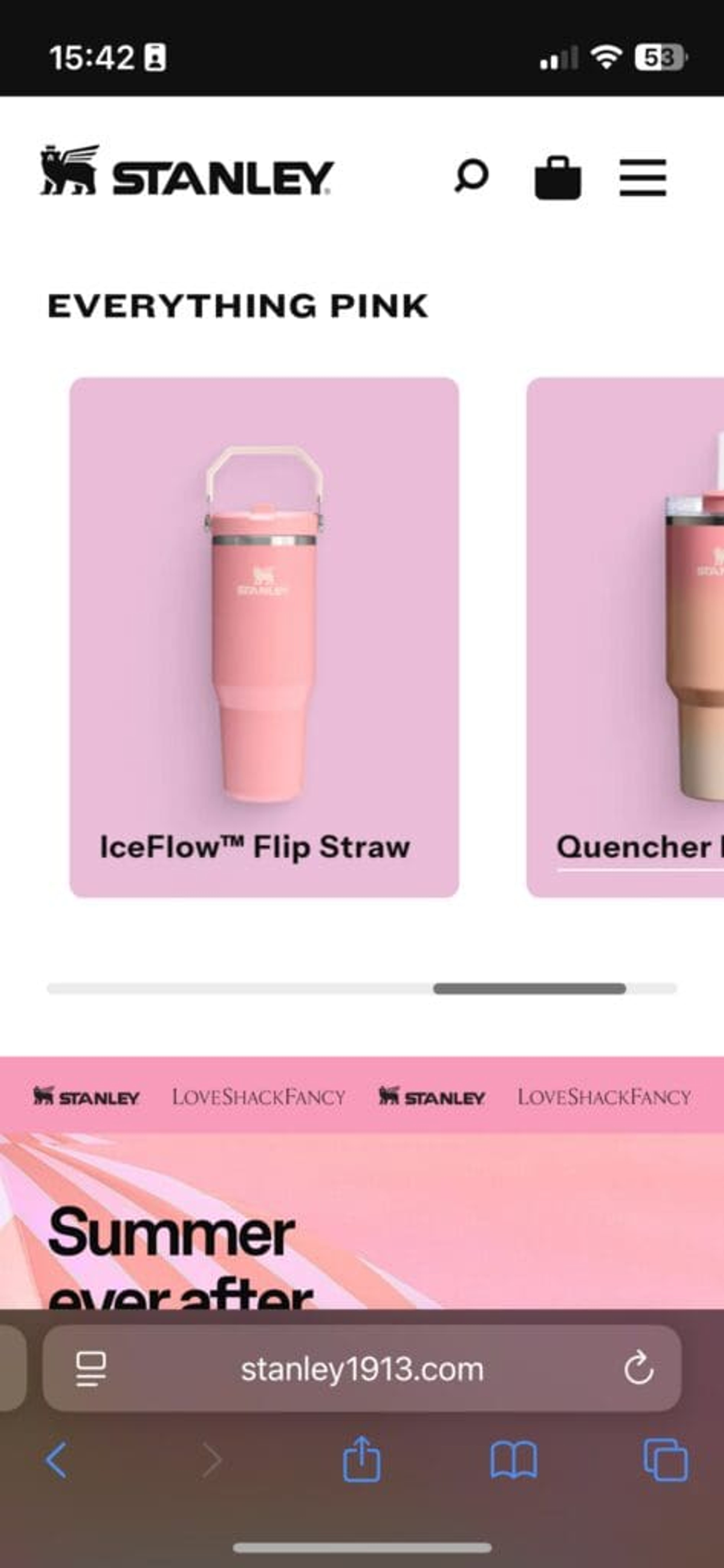 Stanley online store optimized for mobile.