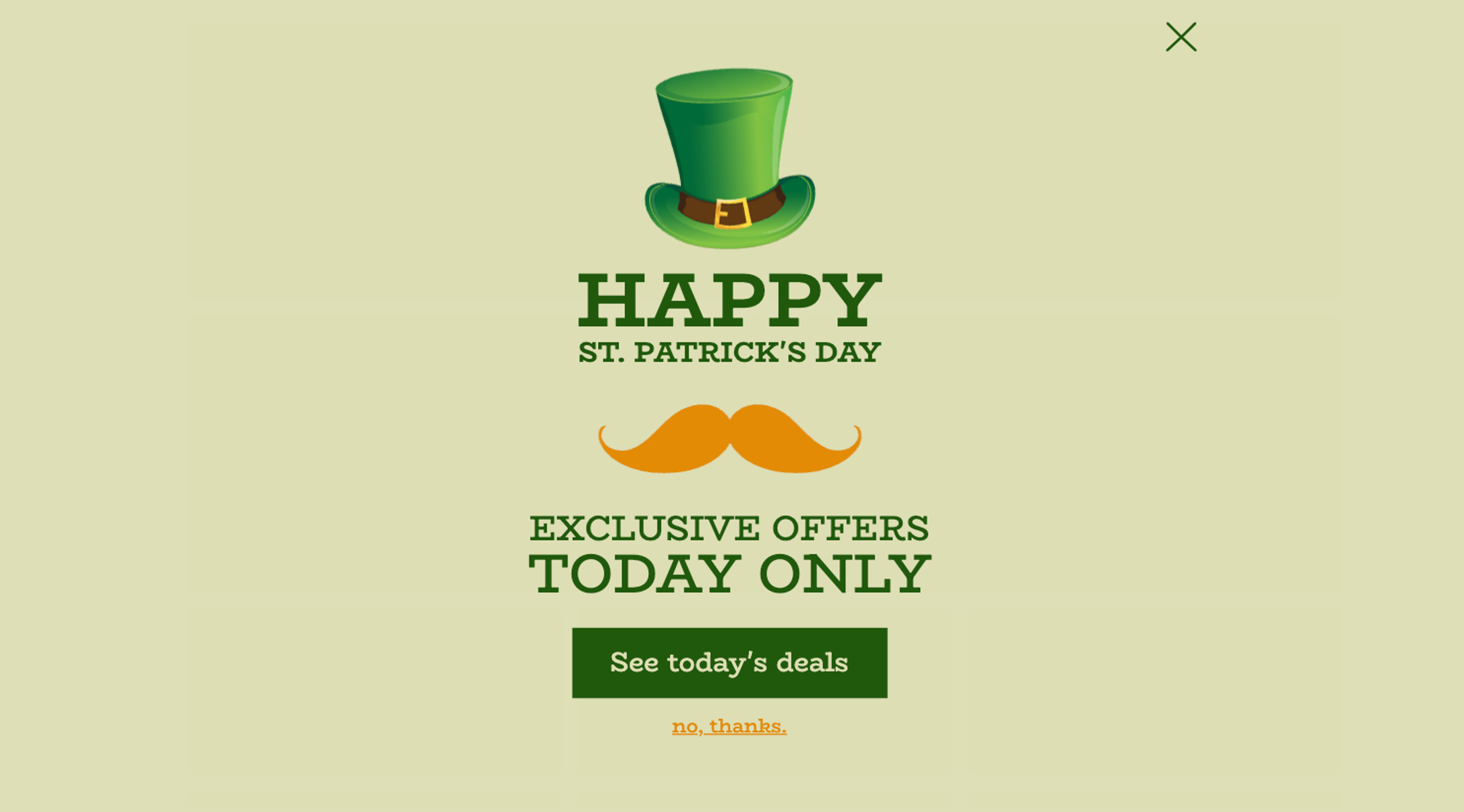 St Patricks Day discount popup