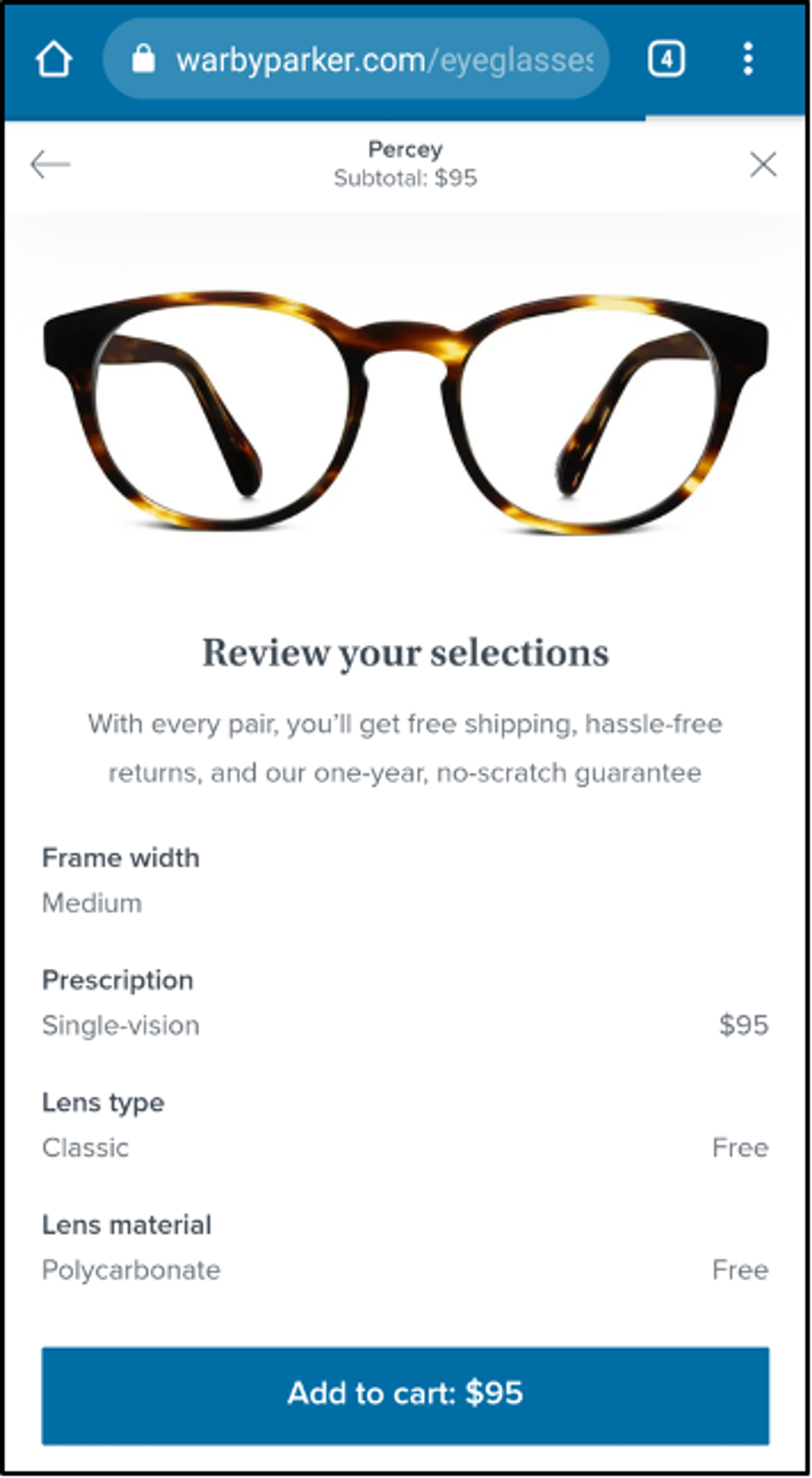 customers can customize their glasses, from the frame width to lens type and material