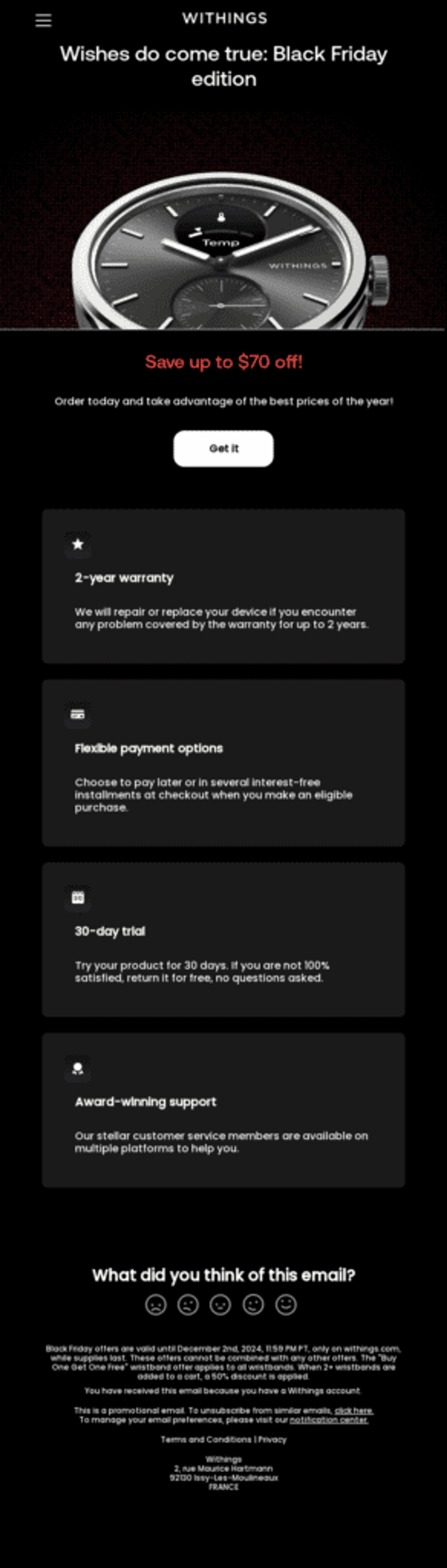 Black Friday campaigns from Withings