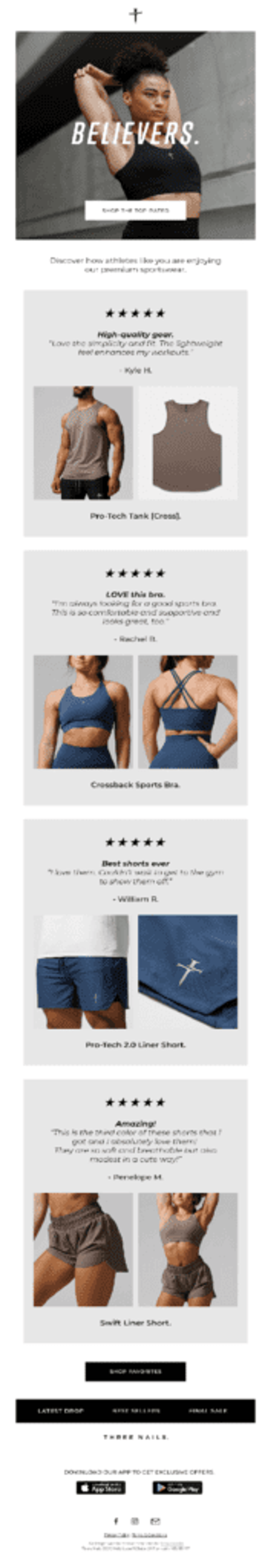 Three Nails welcome email example for nurturing leads