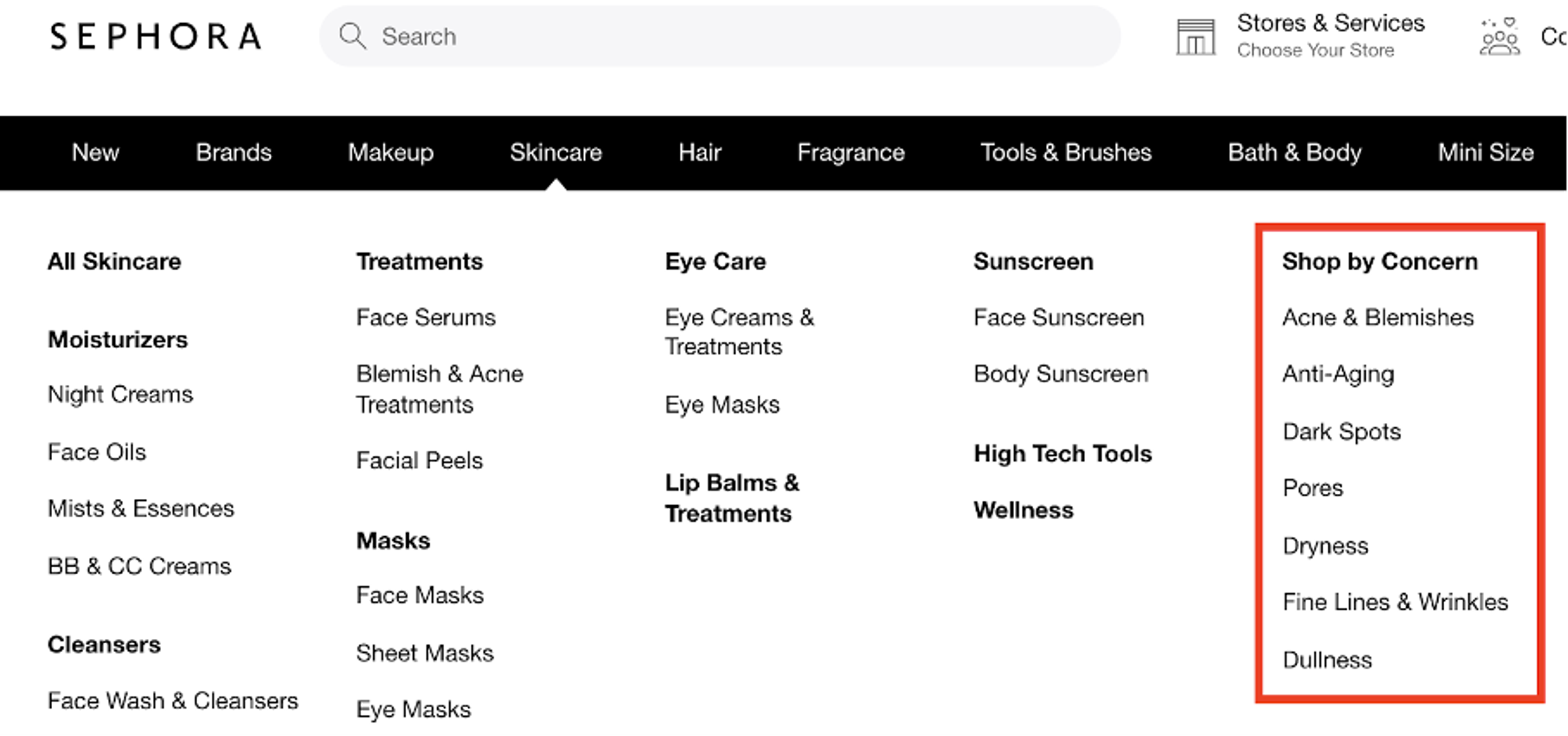 Benefits sought behavioral segmentation example from Sephora