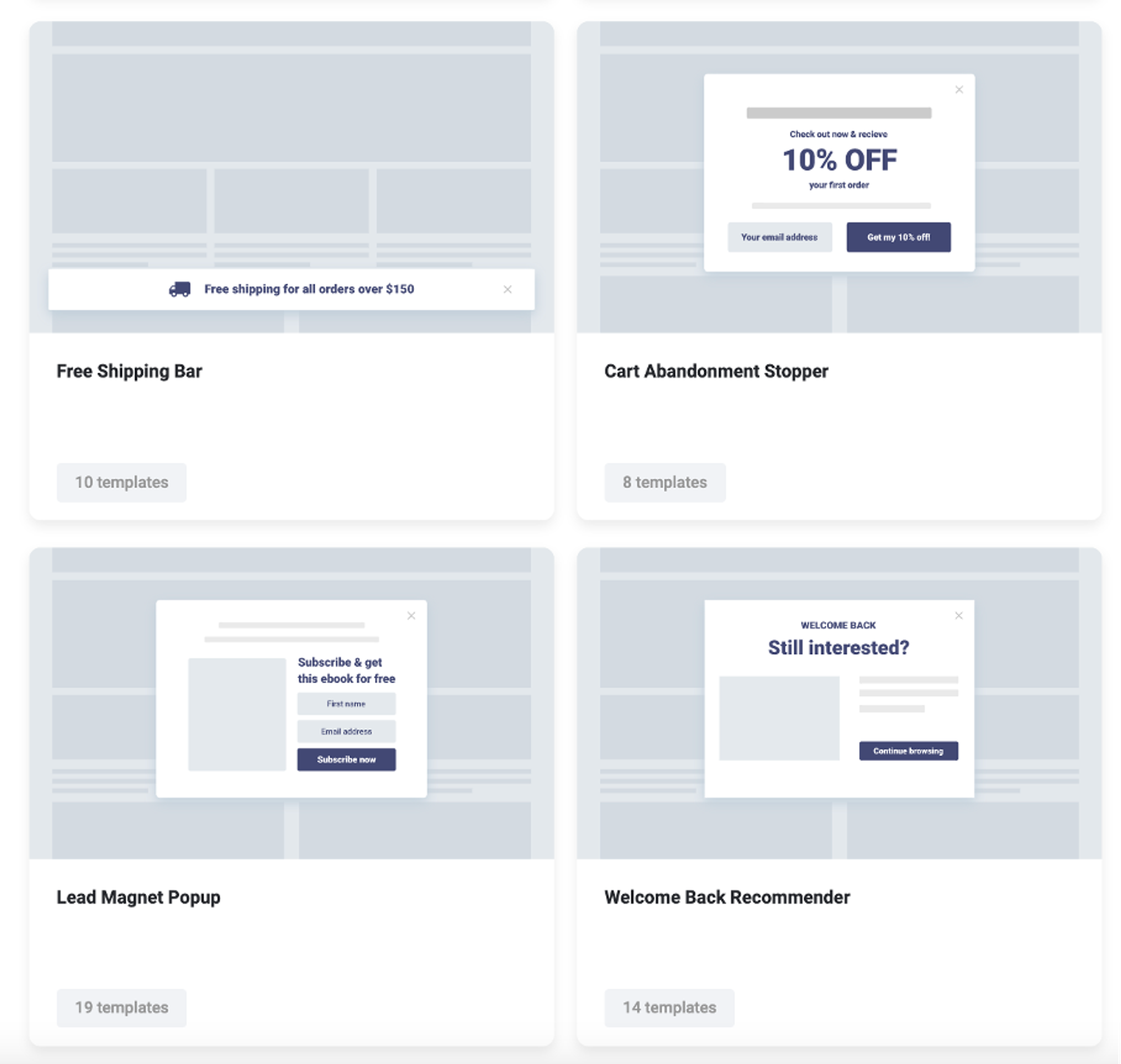 Some OptiMonk use cases including opt-in forms and exit intent technology
