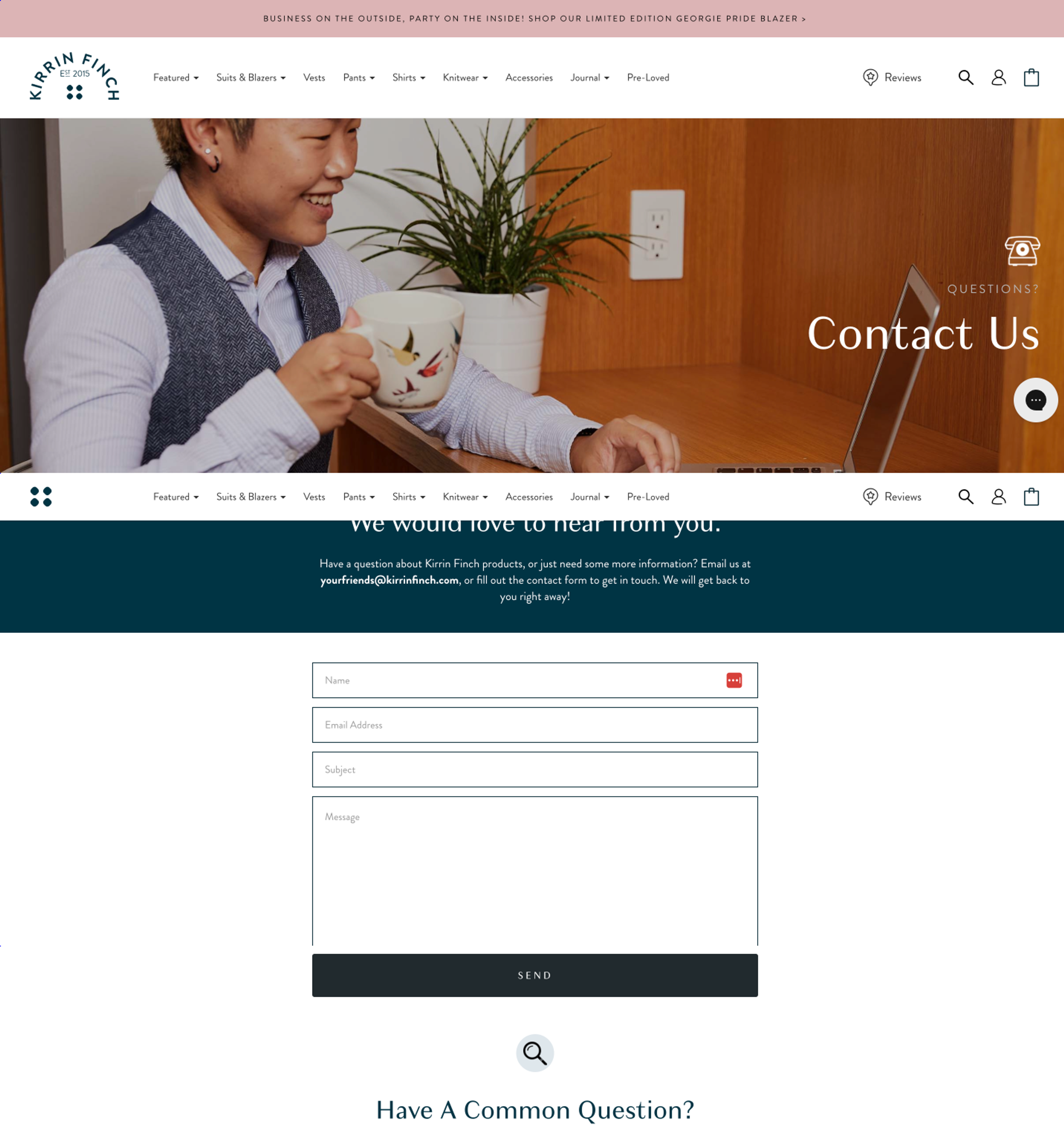 Kirrin Finch website contact form