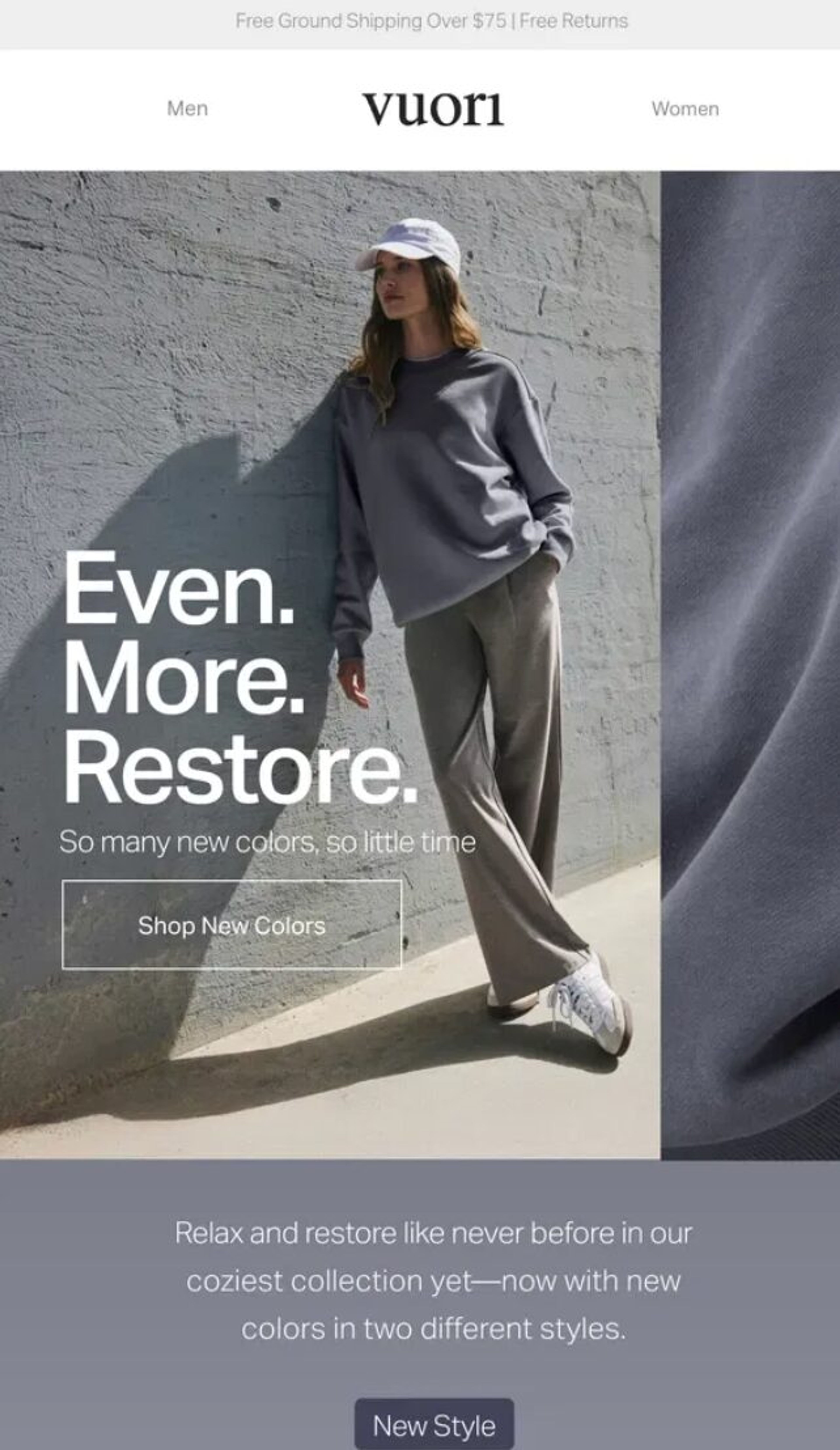 Vuori sends regular emails to its subscribers