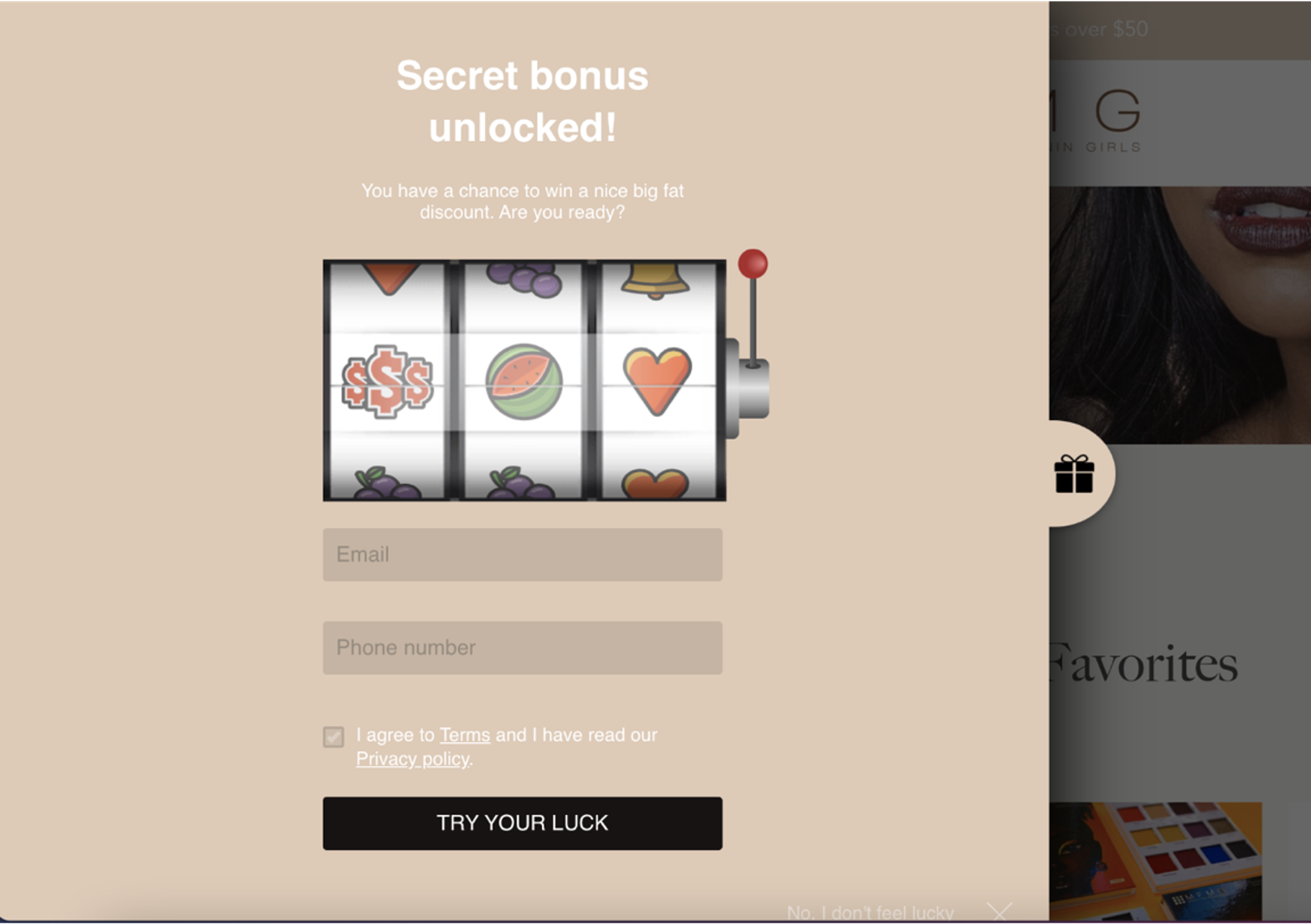 Use engaging CTA buttons like MFMG Cosmetics did.