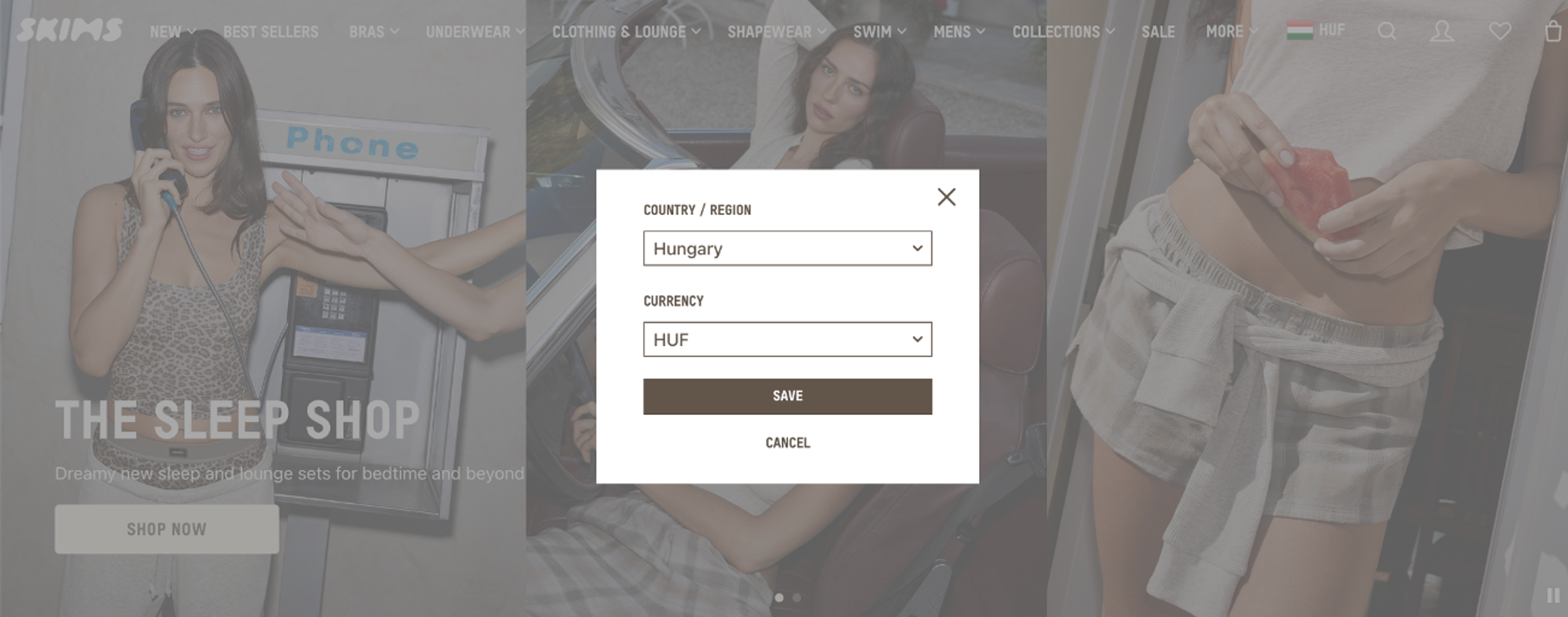 Skims geotargeting popup