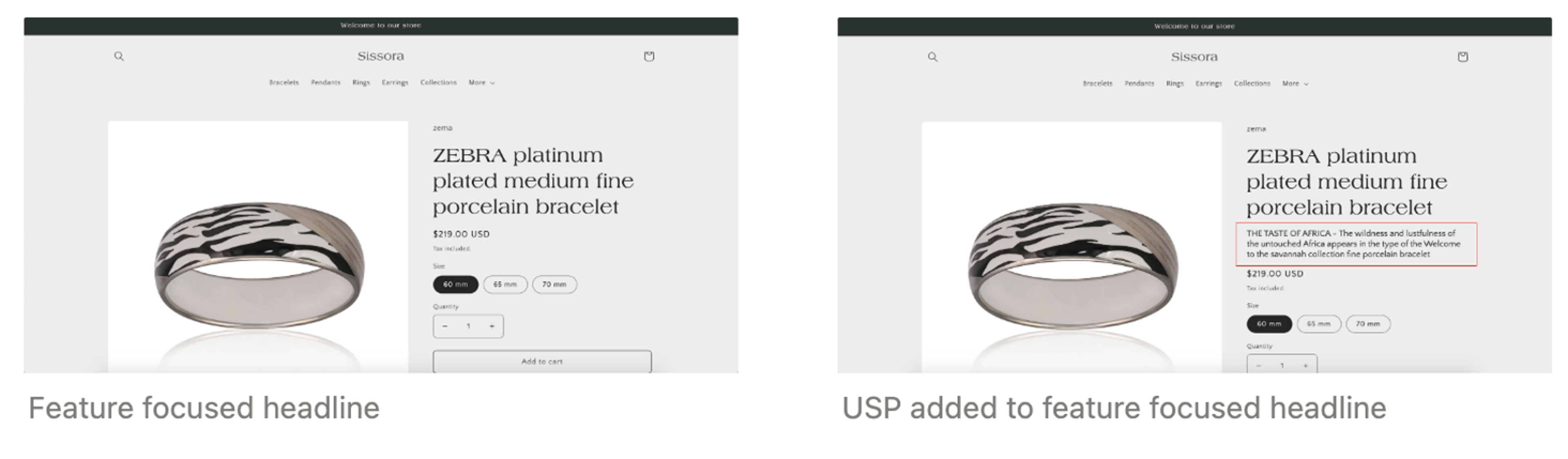 Test different value propositions on product pages