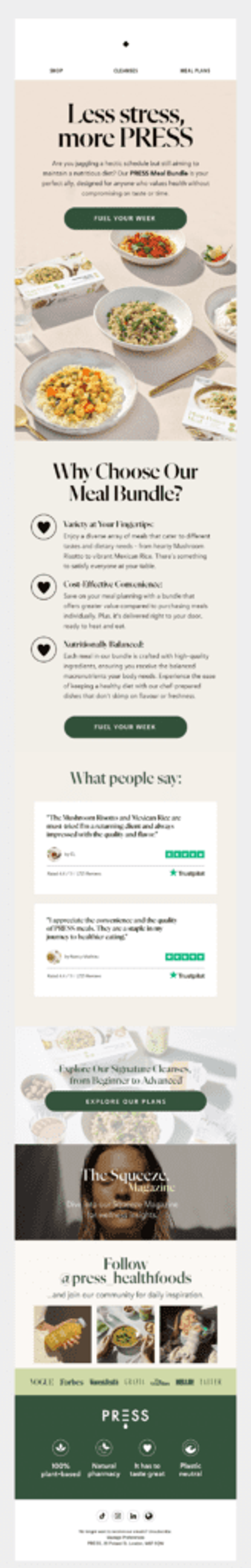 PRESS email marketing campaign