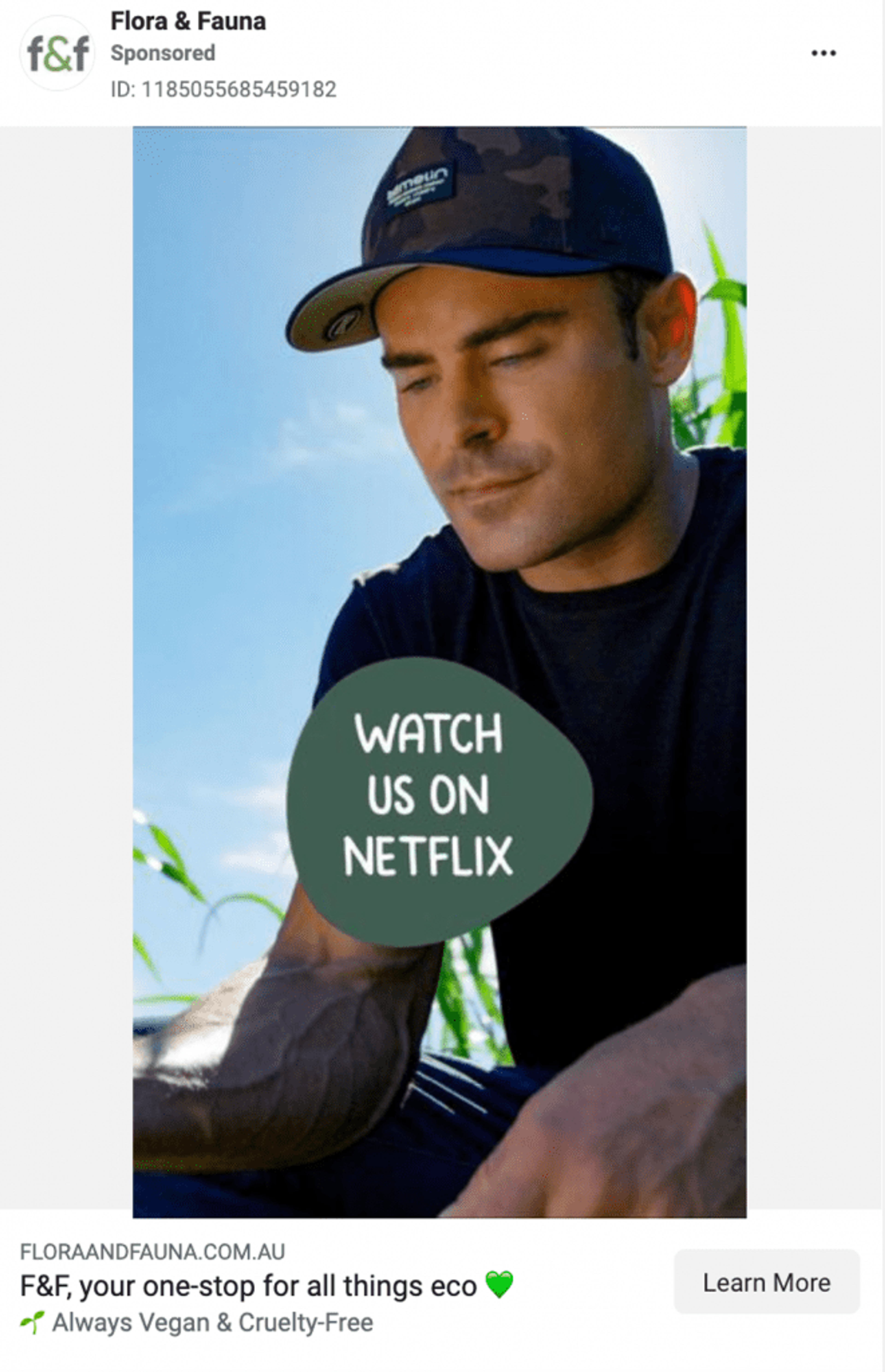 A Flora &amp; Fauna ad on Facebook