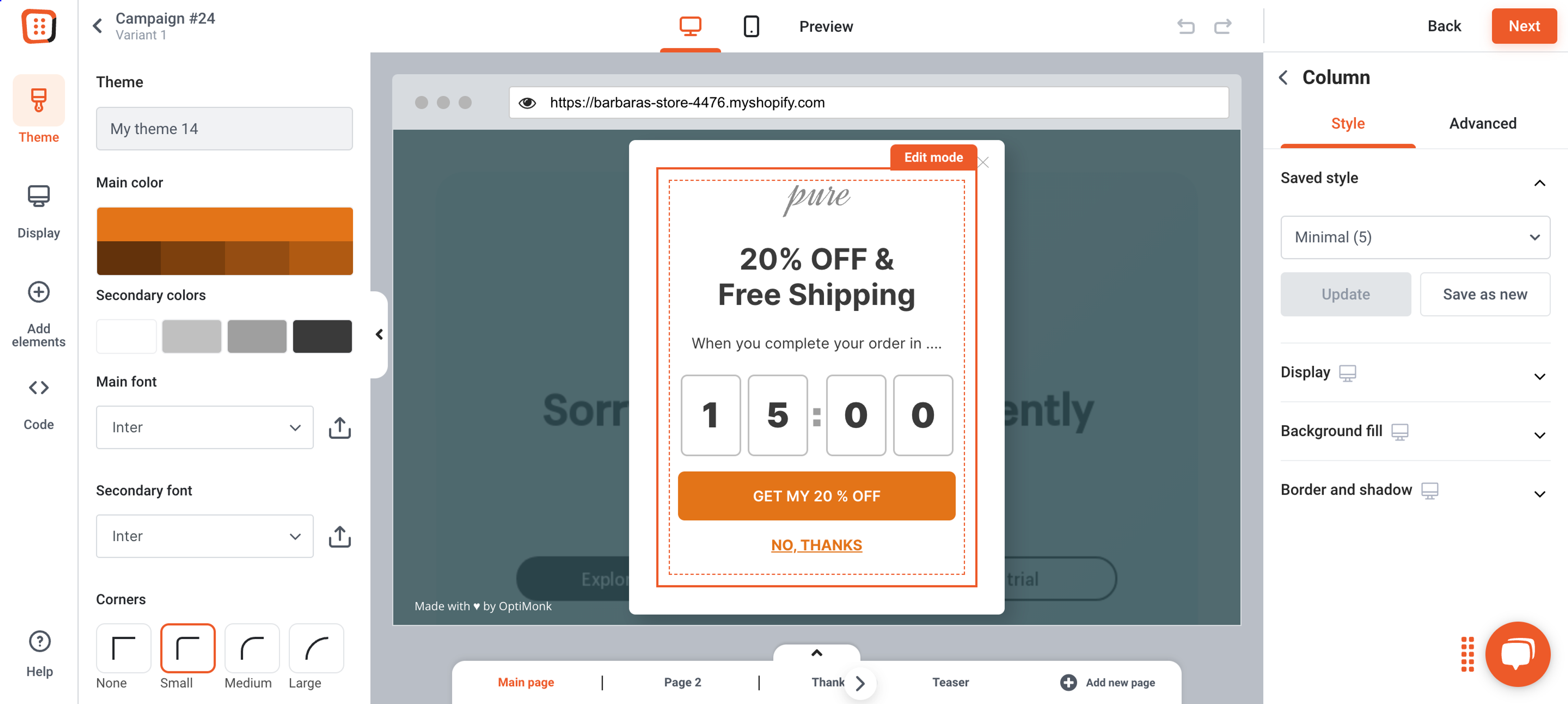 Customize the design of your popup.