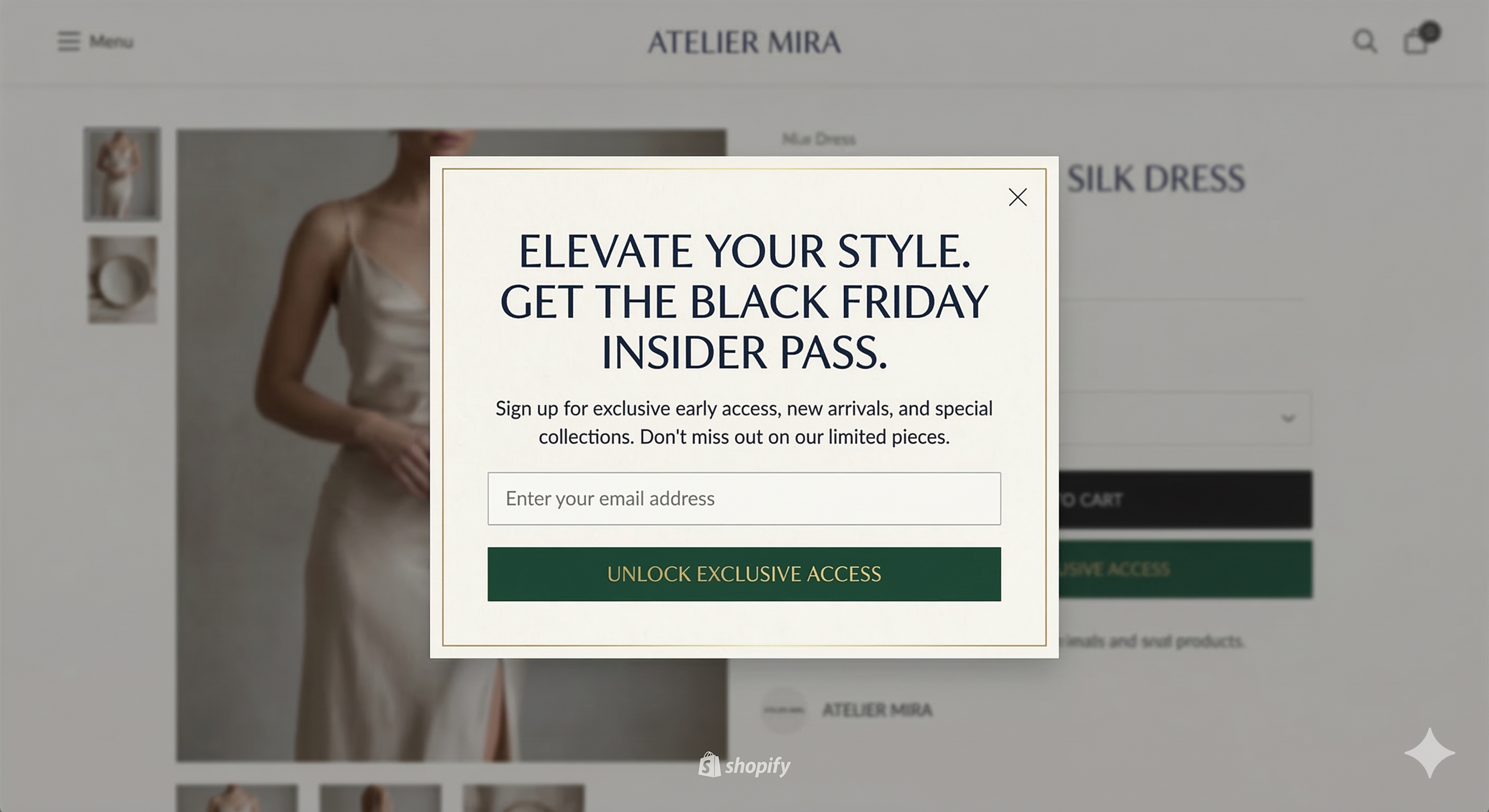 Generated popup example for Black Friday sales.