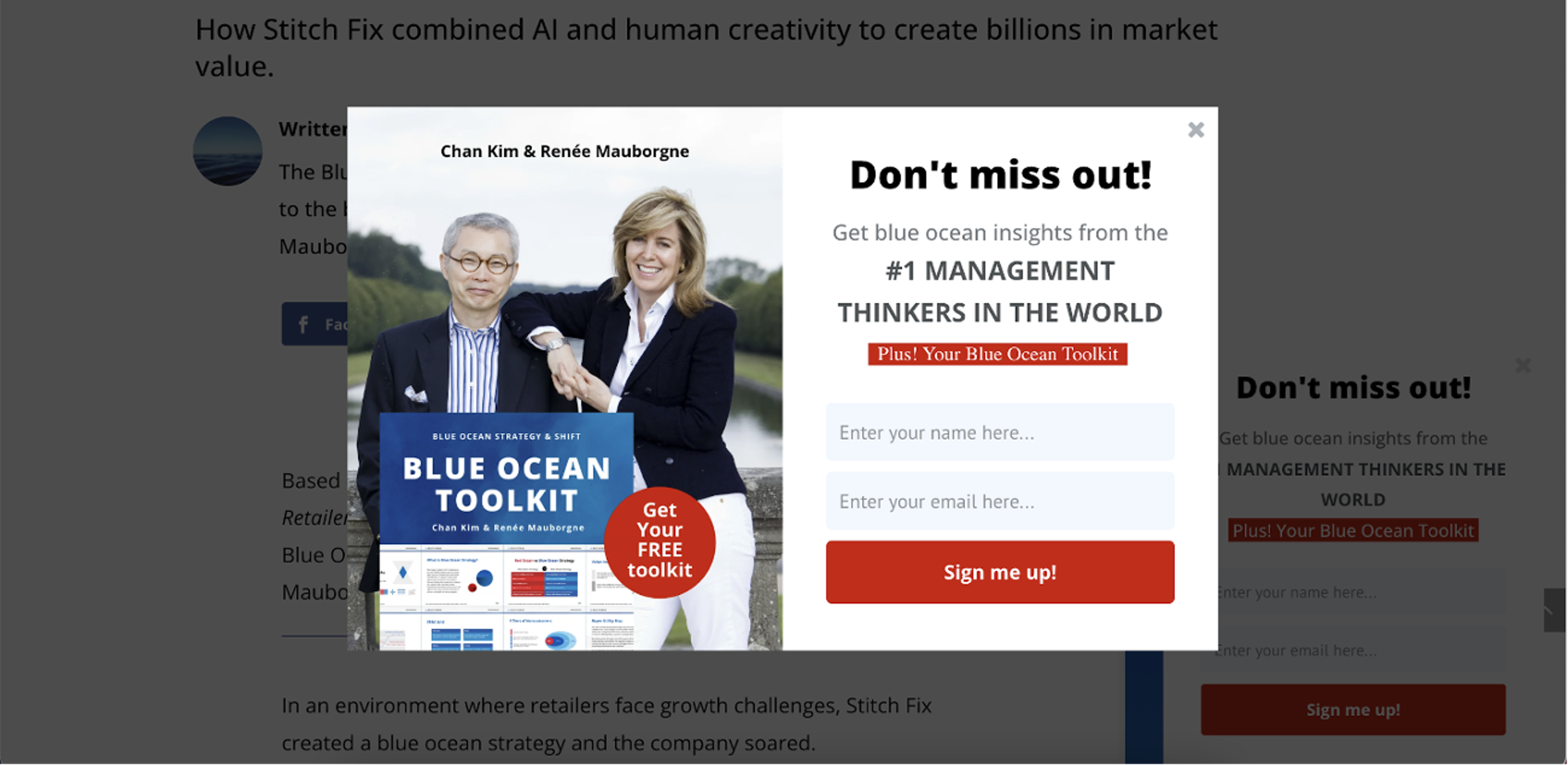 Pop-up ideas example