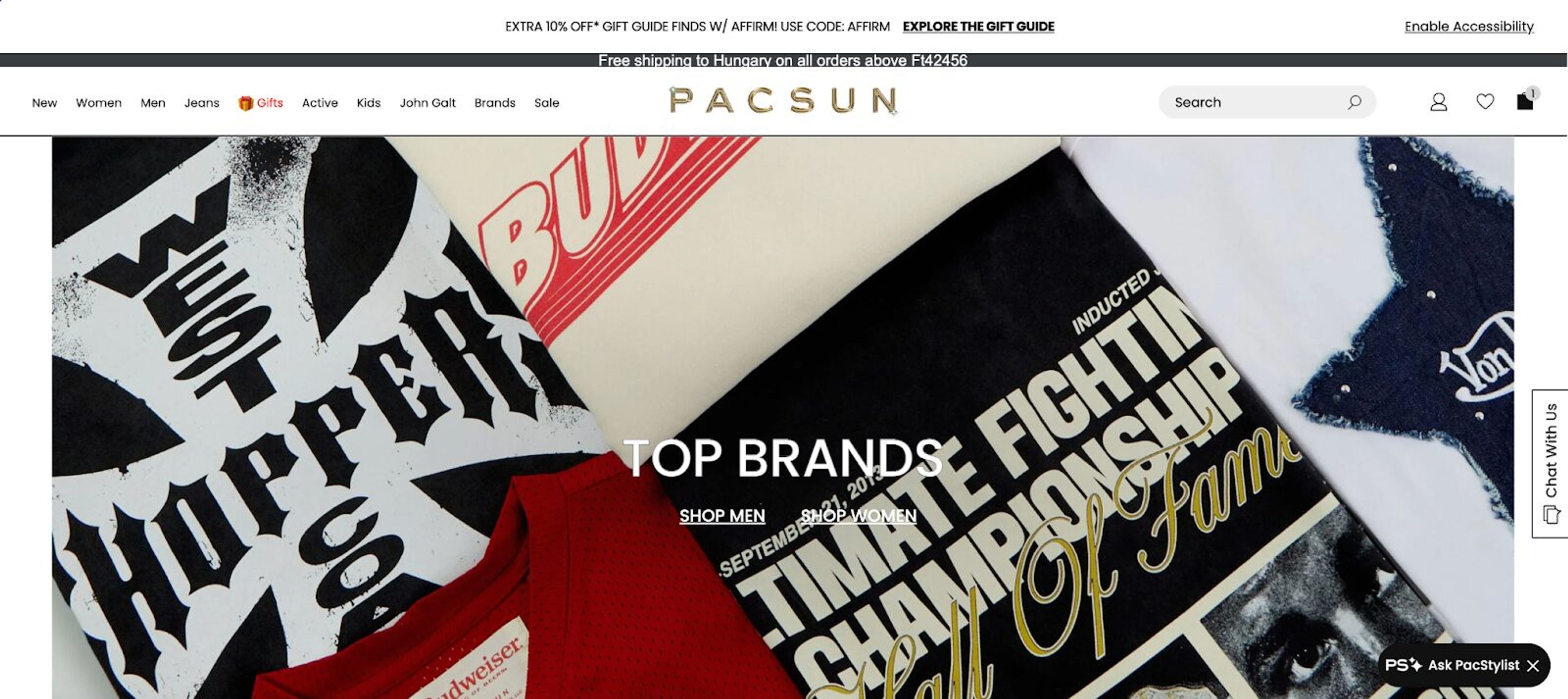 Pacsun's home page