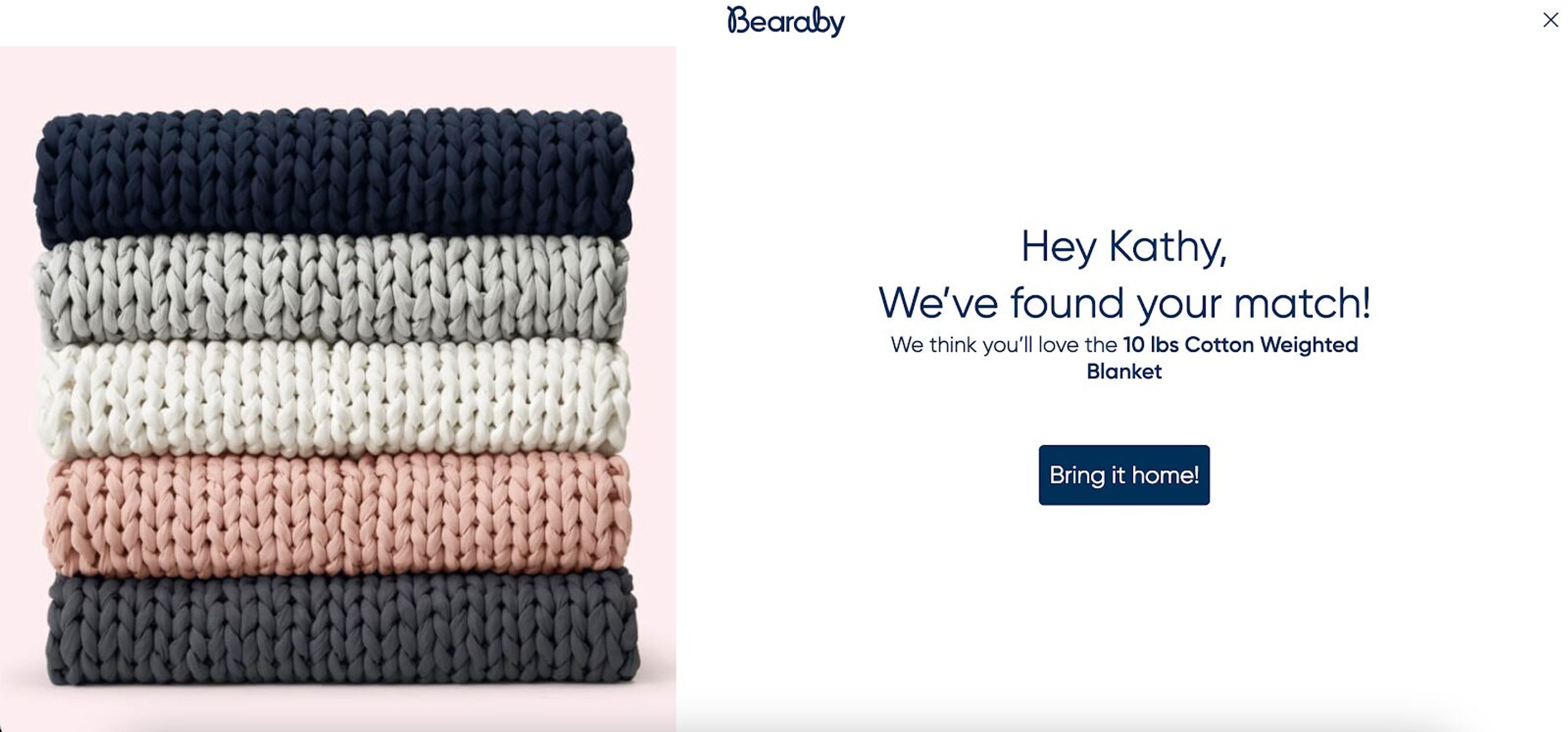 And finally here is the result page, with the personalized product recommendations.