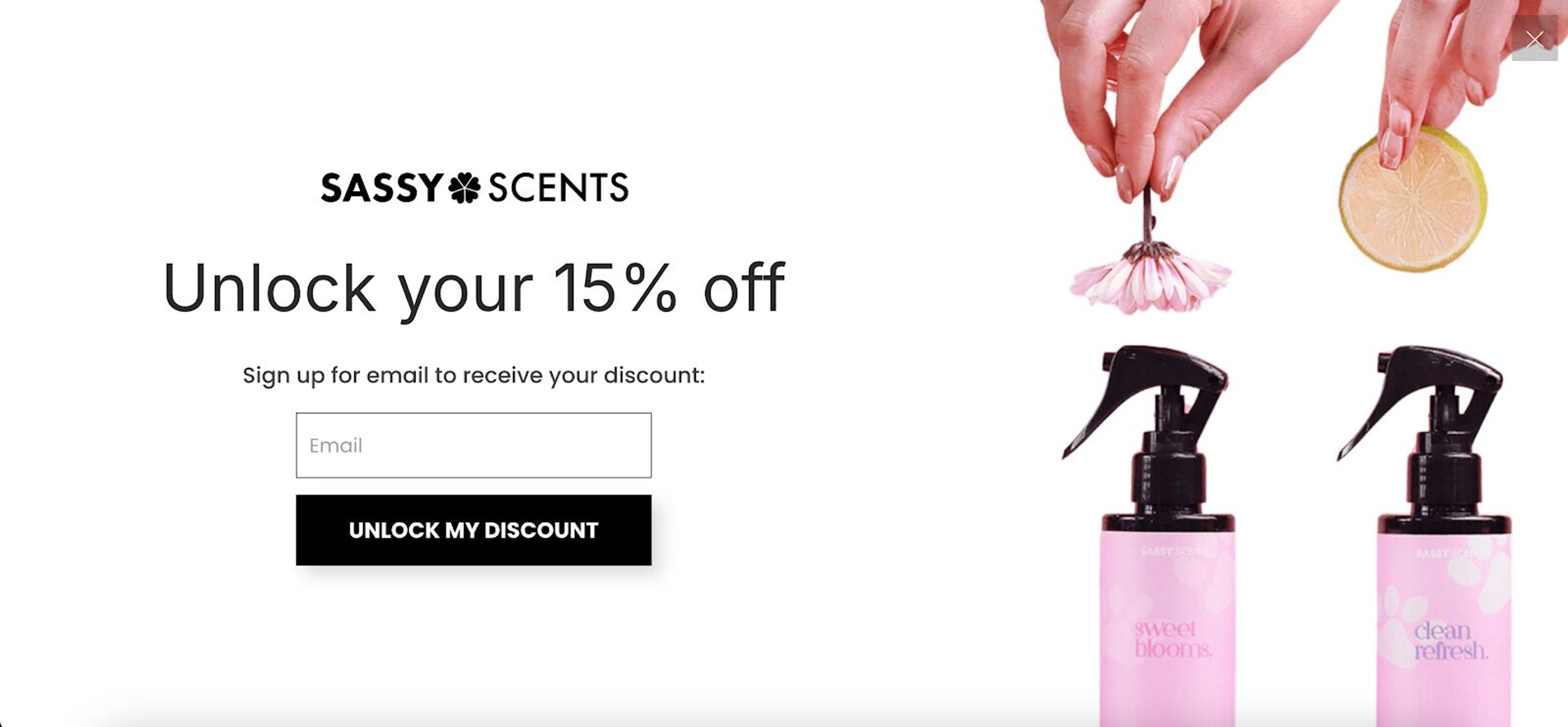 Sassy scents full screen popup campaigns