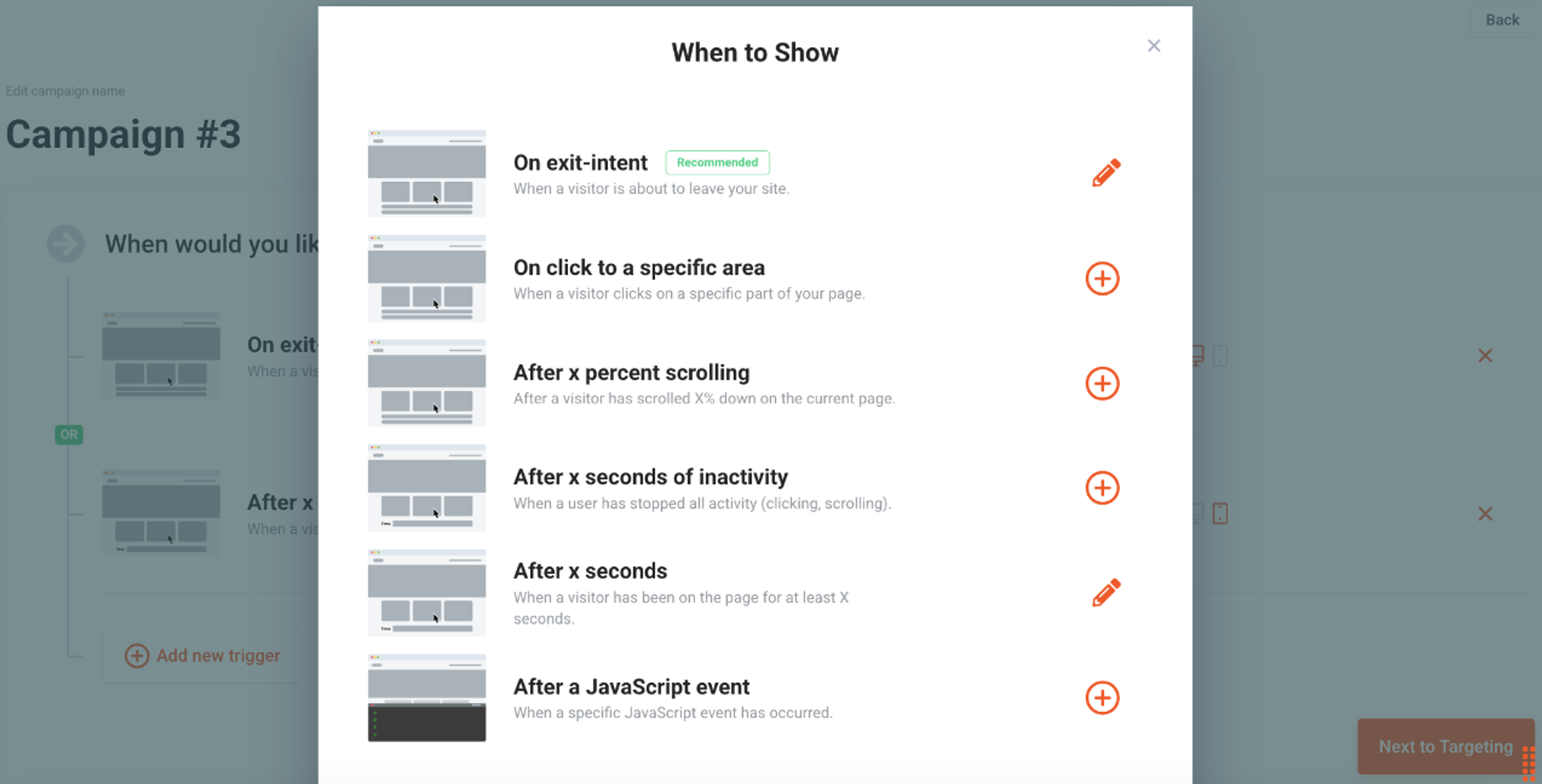 Behavior-based triggers in OptiMonk
