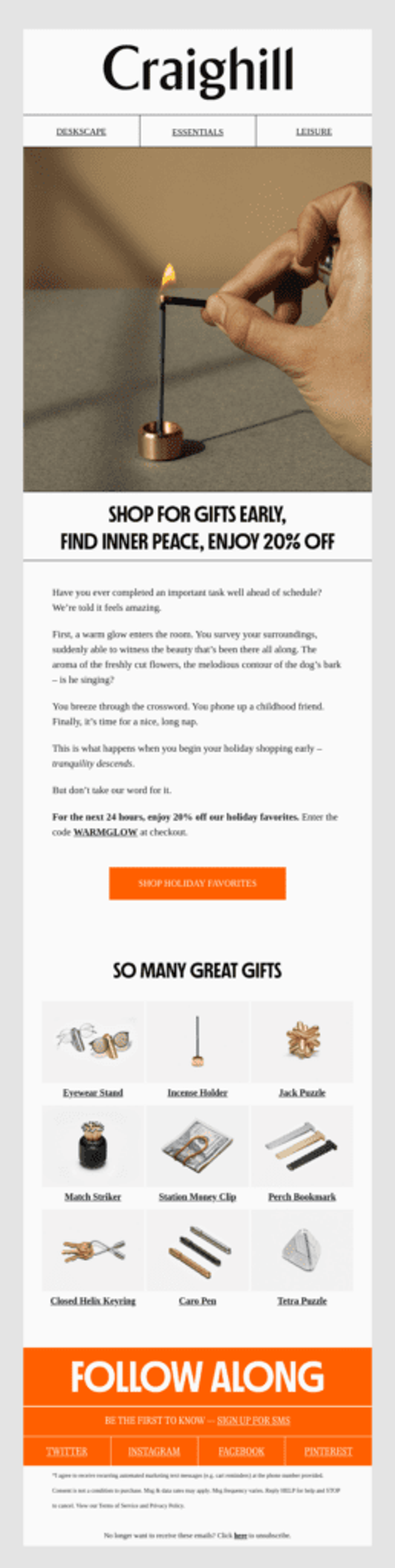 Craighill holiday email marketing campaign