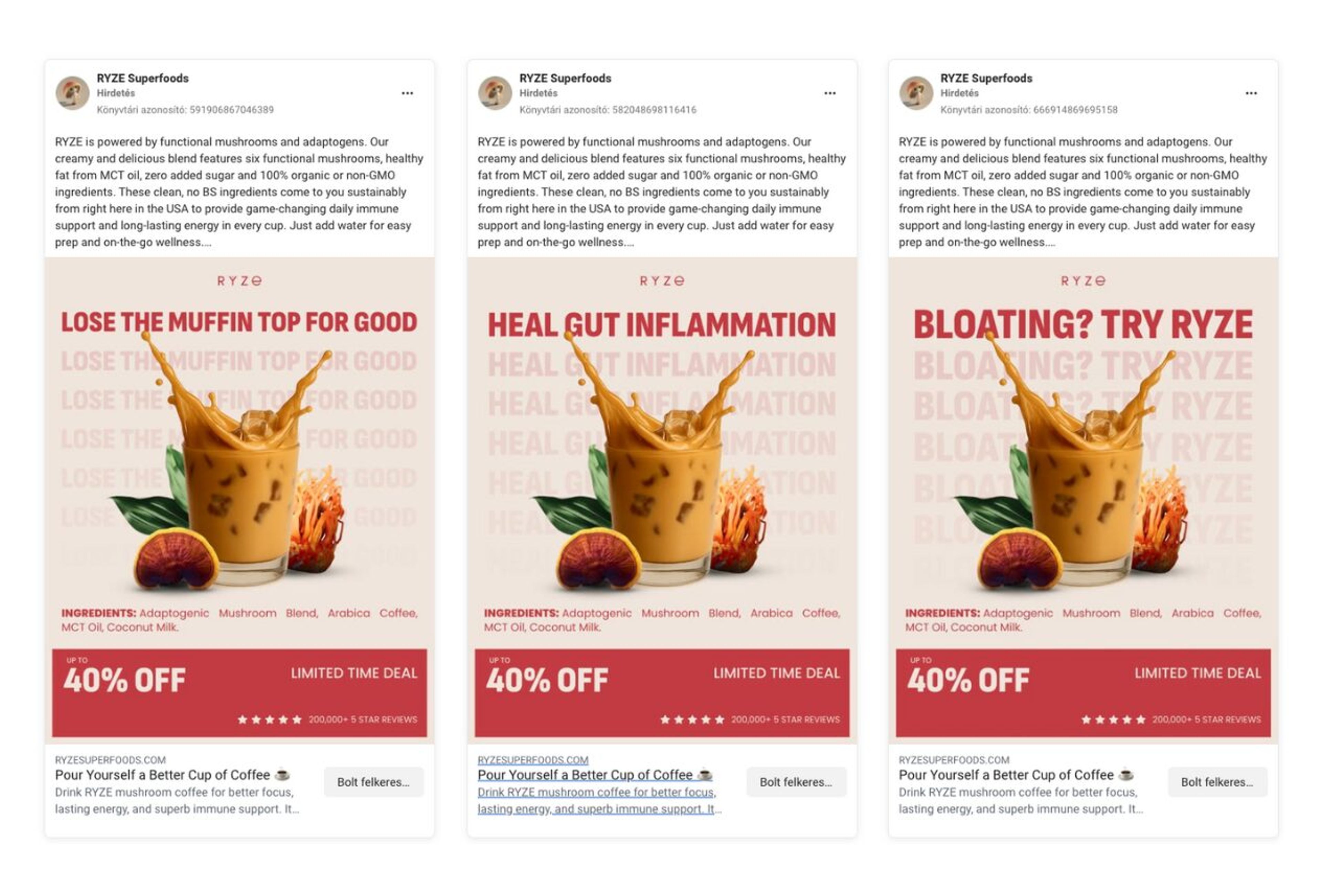 Ryze tests ads with different texts.