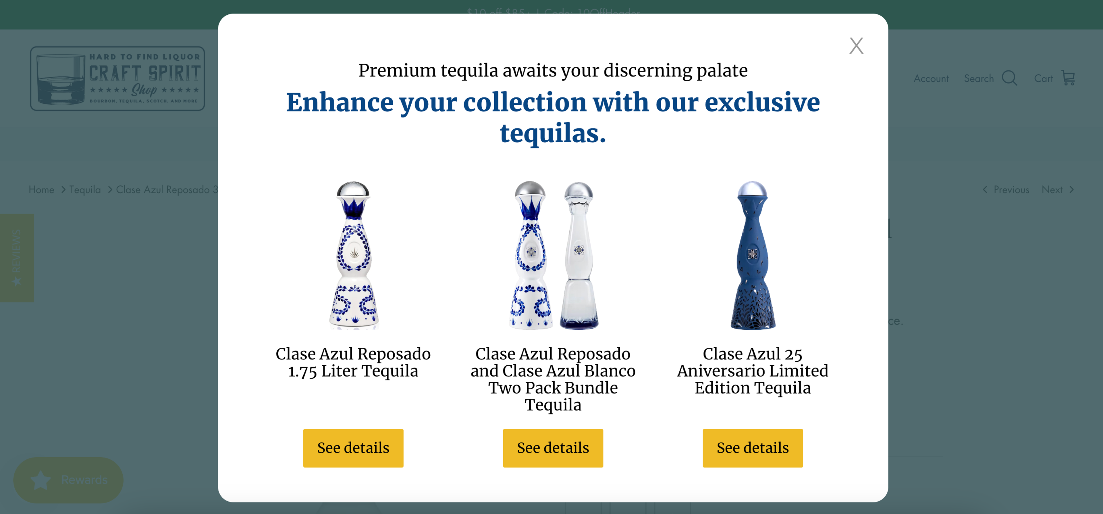 Visitors saw this popup offering tequilas