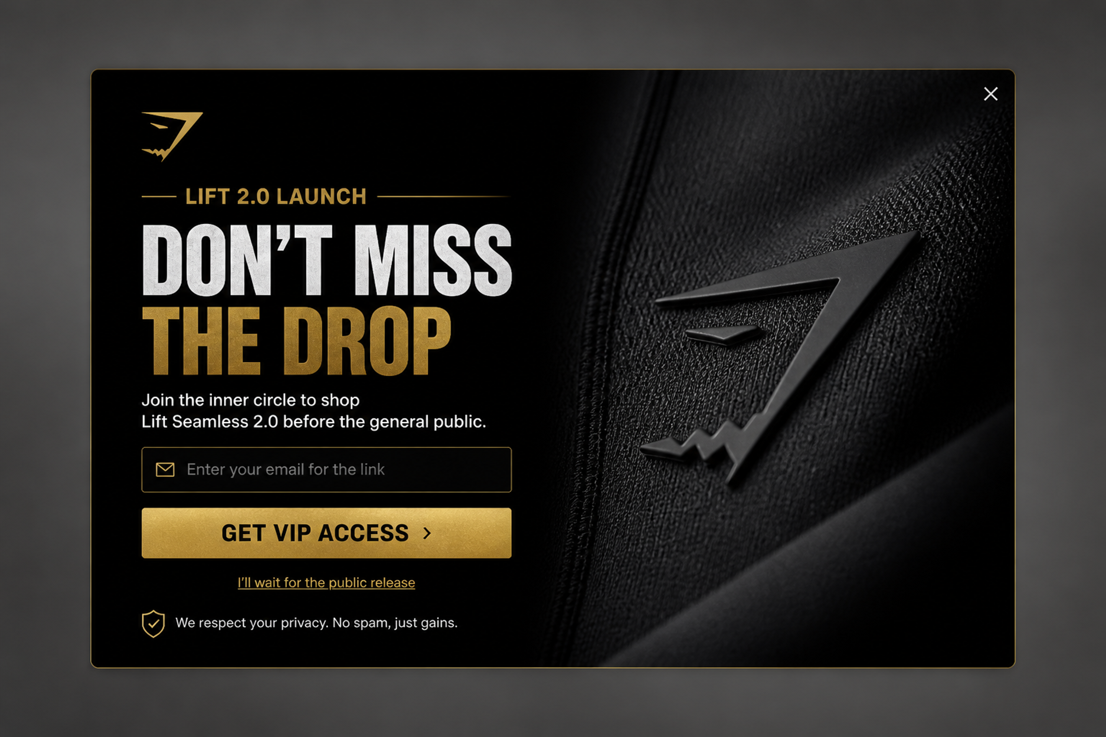 Popup inviting shoppers to join the inner circle and shop a new collection before the public