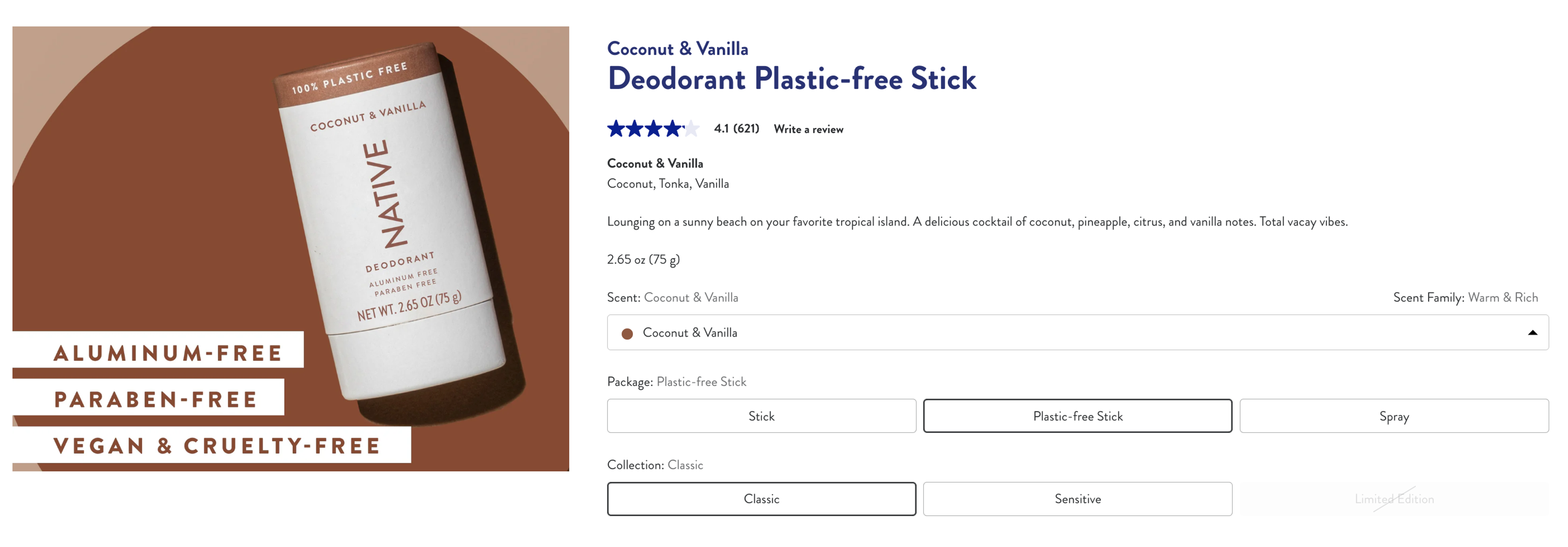 Native Deodorant plastic-free option