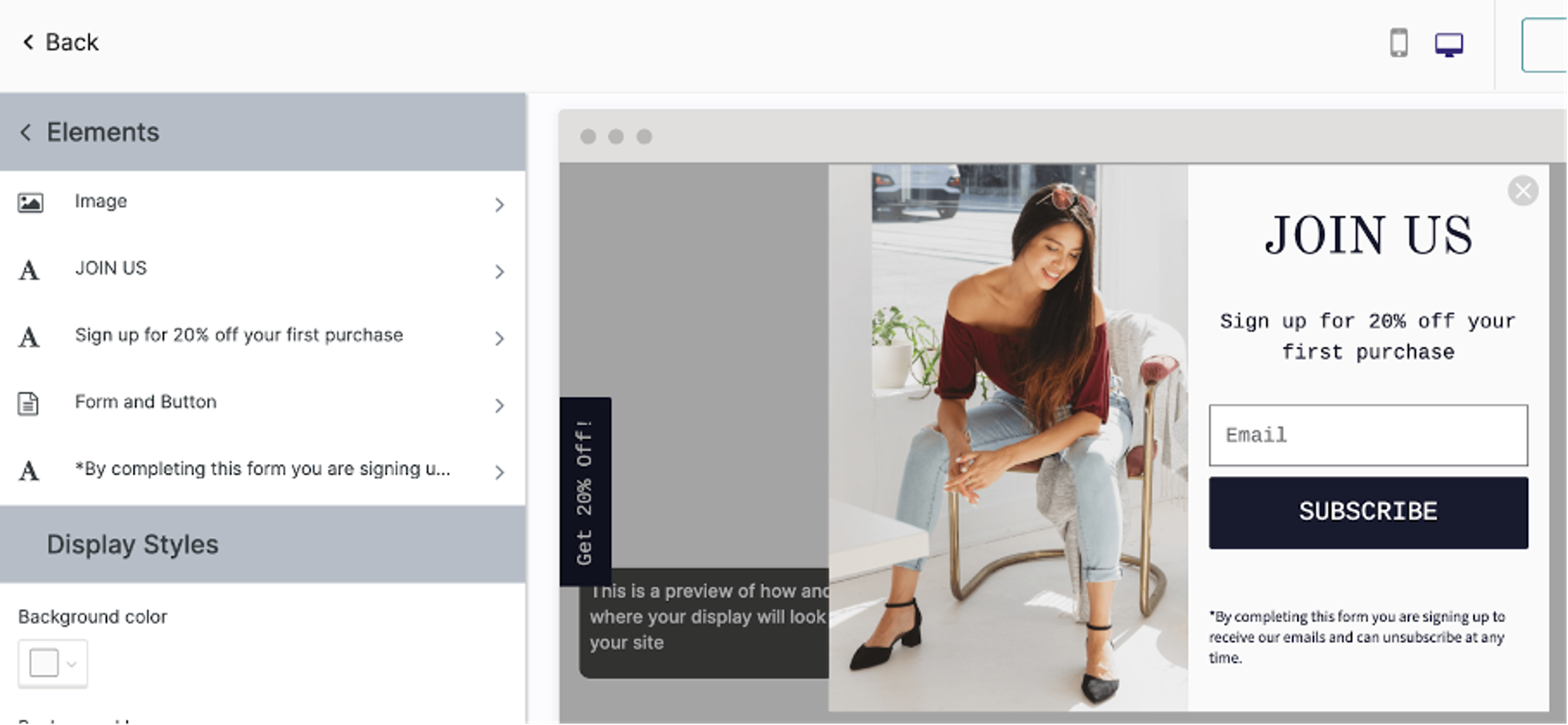 Privy’s editor for pop-ups