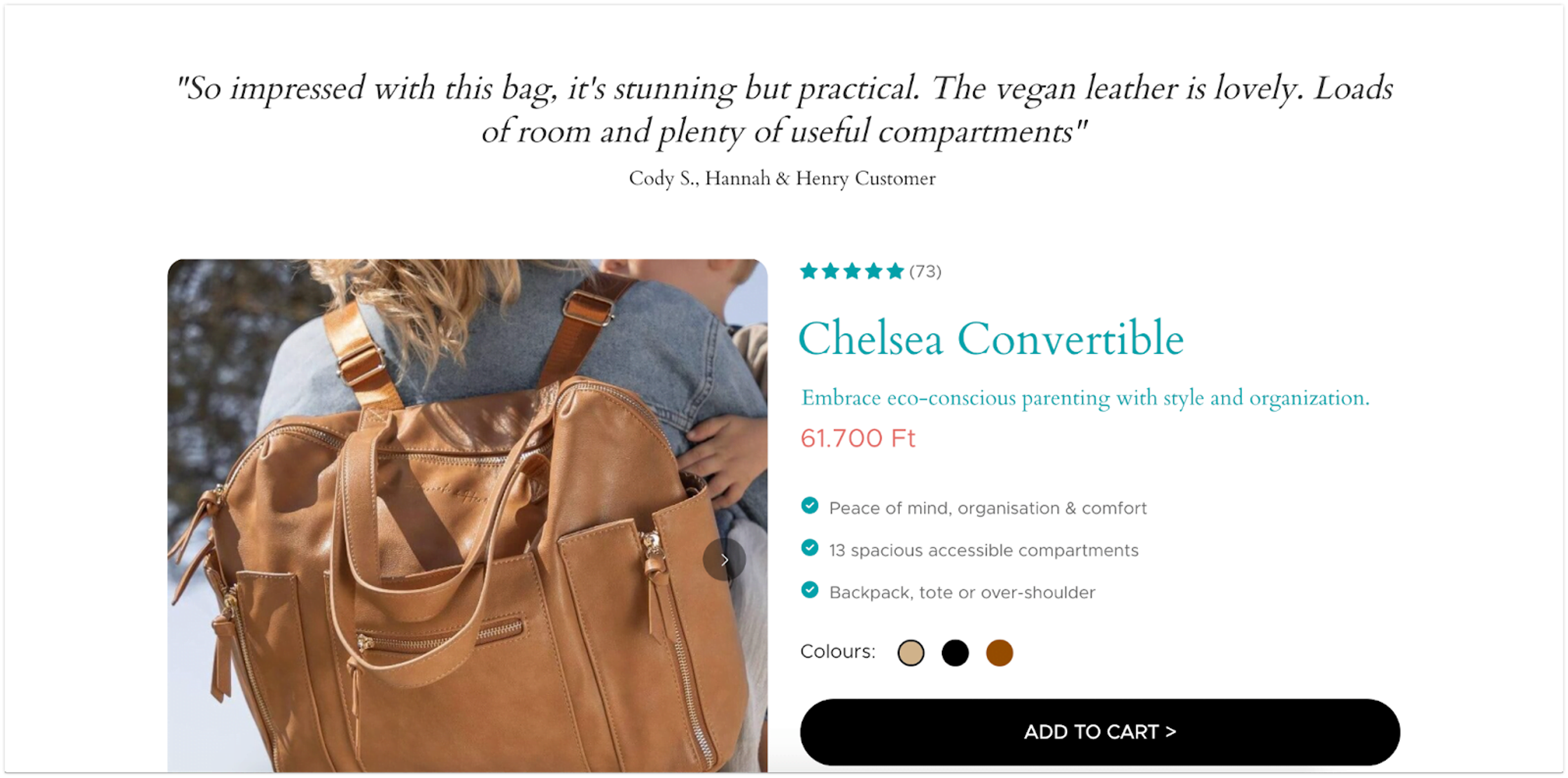 The last version showed to shopify users has included a review along with a slogan.