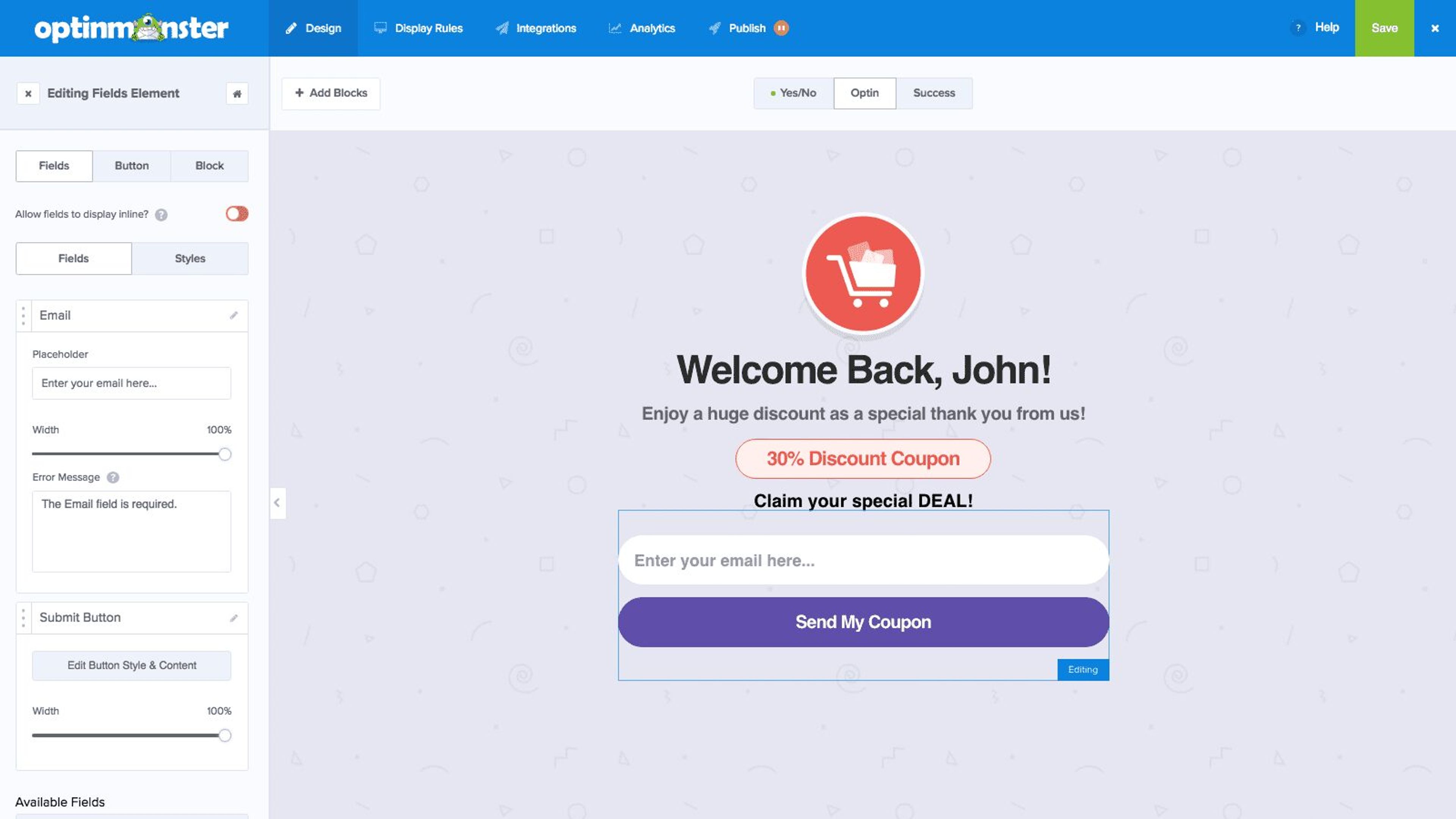 OptinMonster’s powerful popup tool with advanced targeting, real-time behavior automation, and geolocation features.