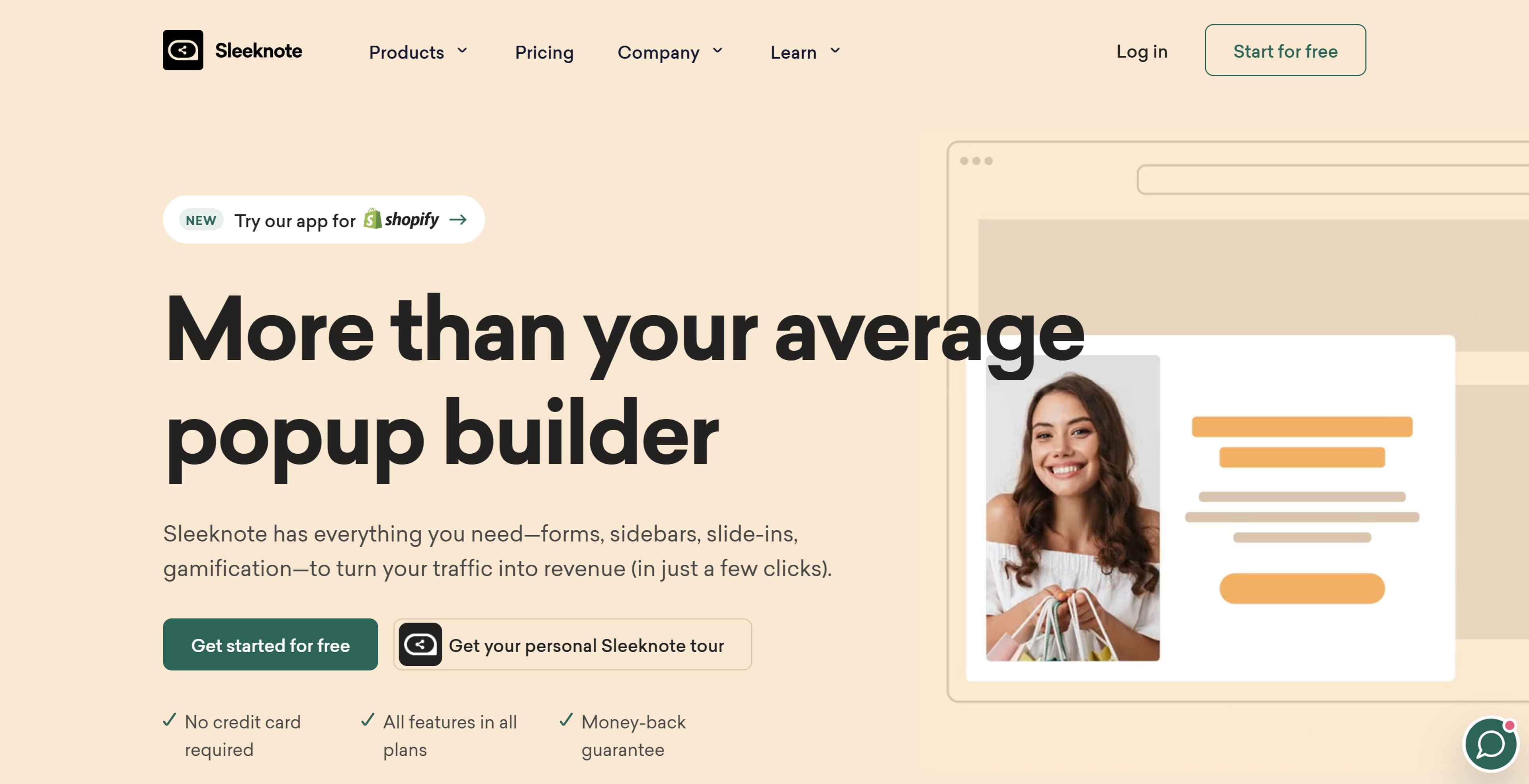 Sleeknote is an exit-intent popup software for email capture