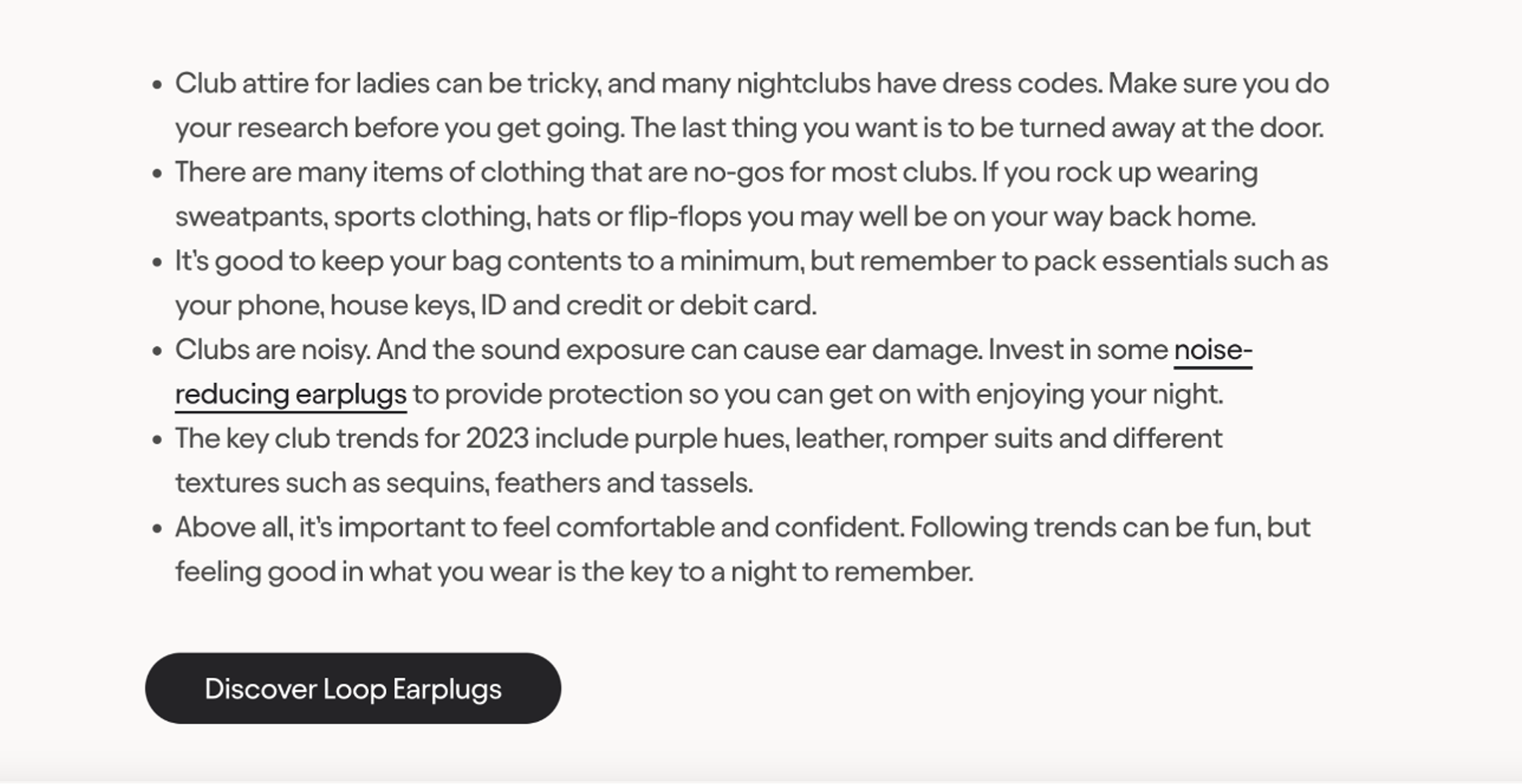Loop Earplugs article with call-to-action button