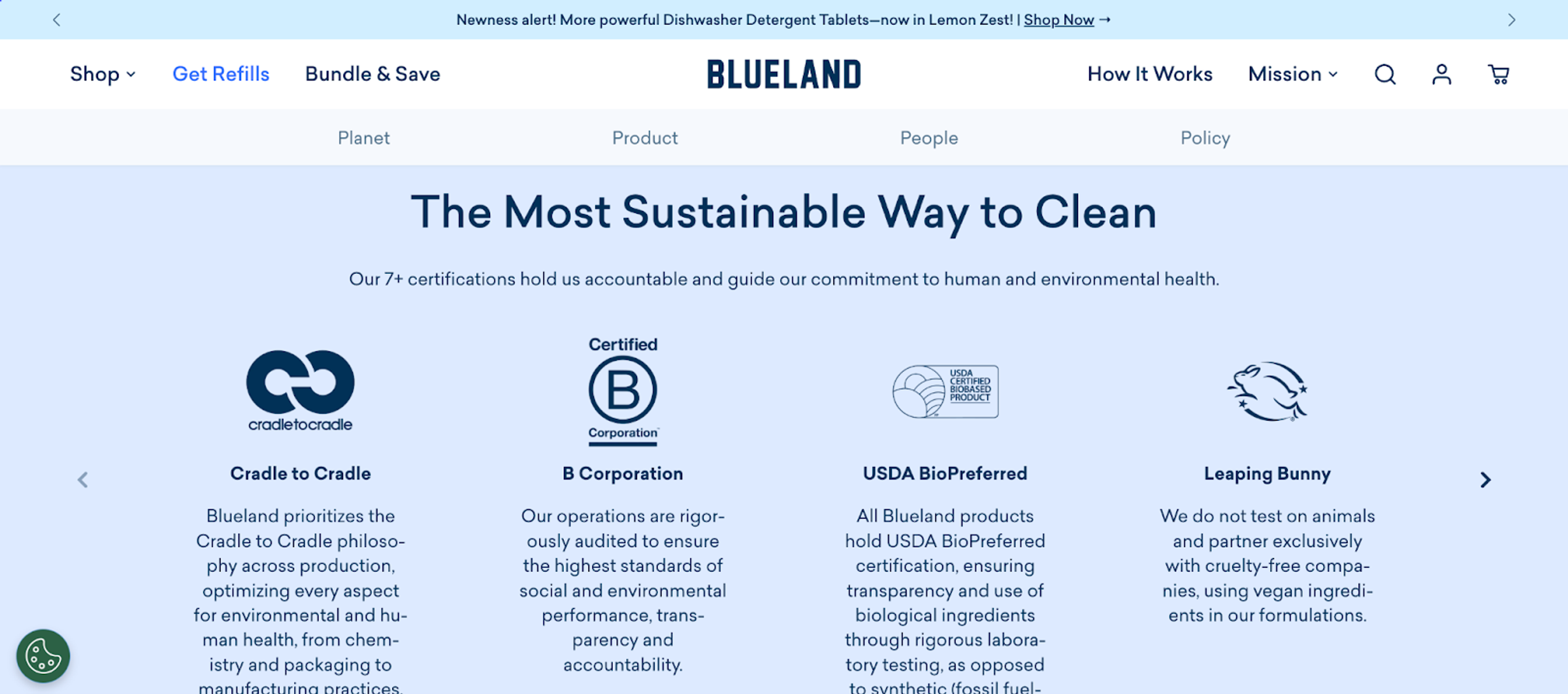 Blueland production process