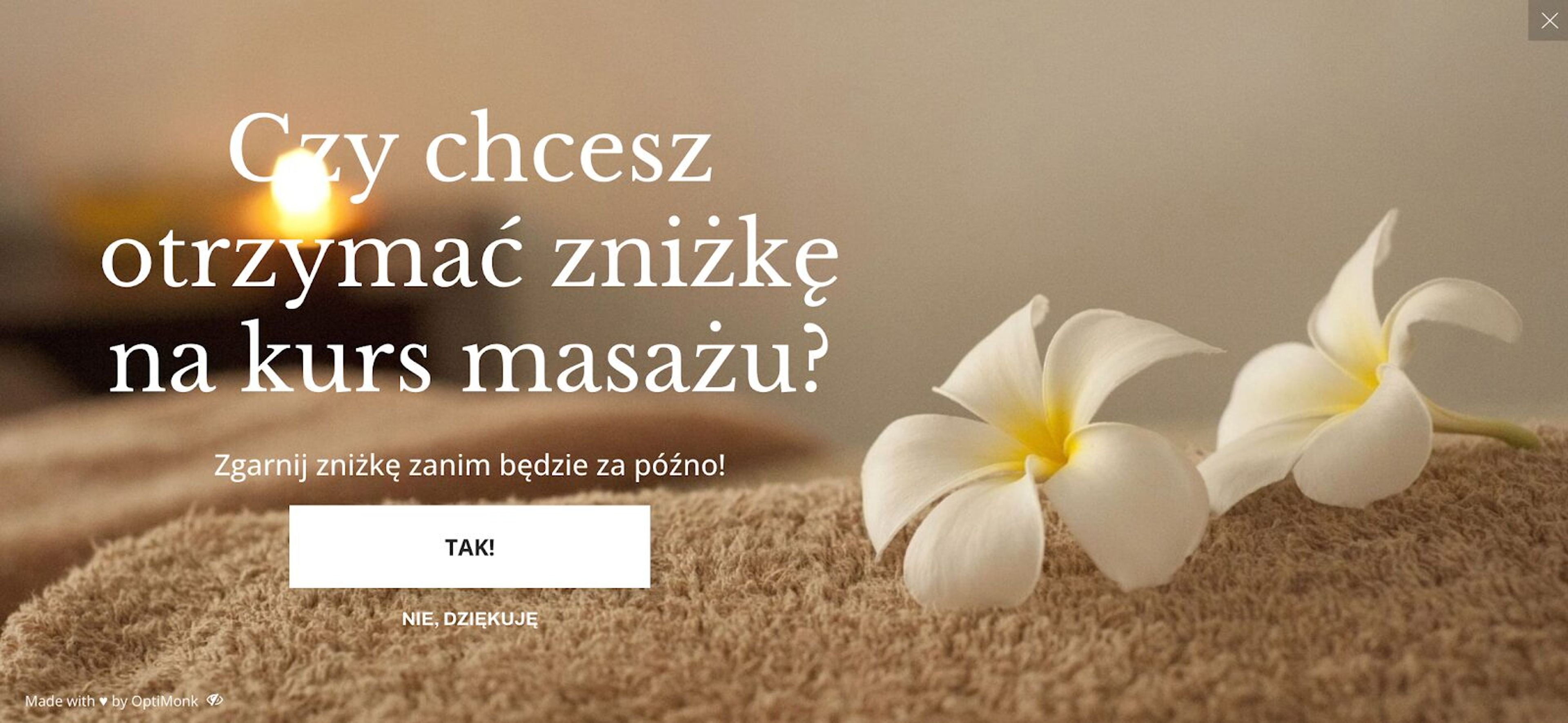 Kursyszkolenia’s full-screen popup is a great example of how simplicity can be powerful.