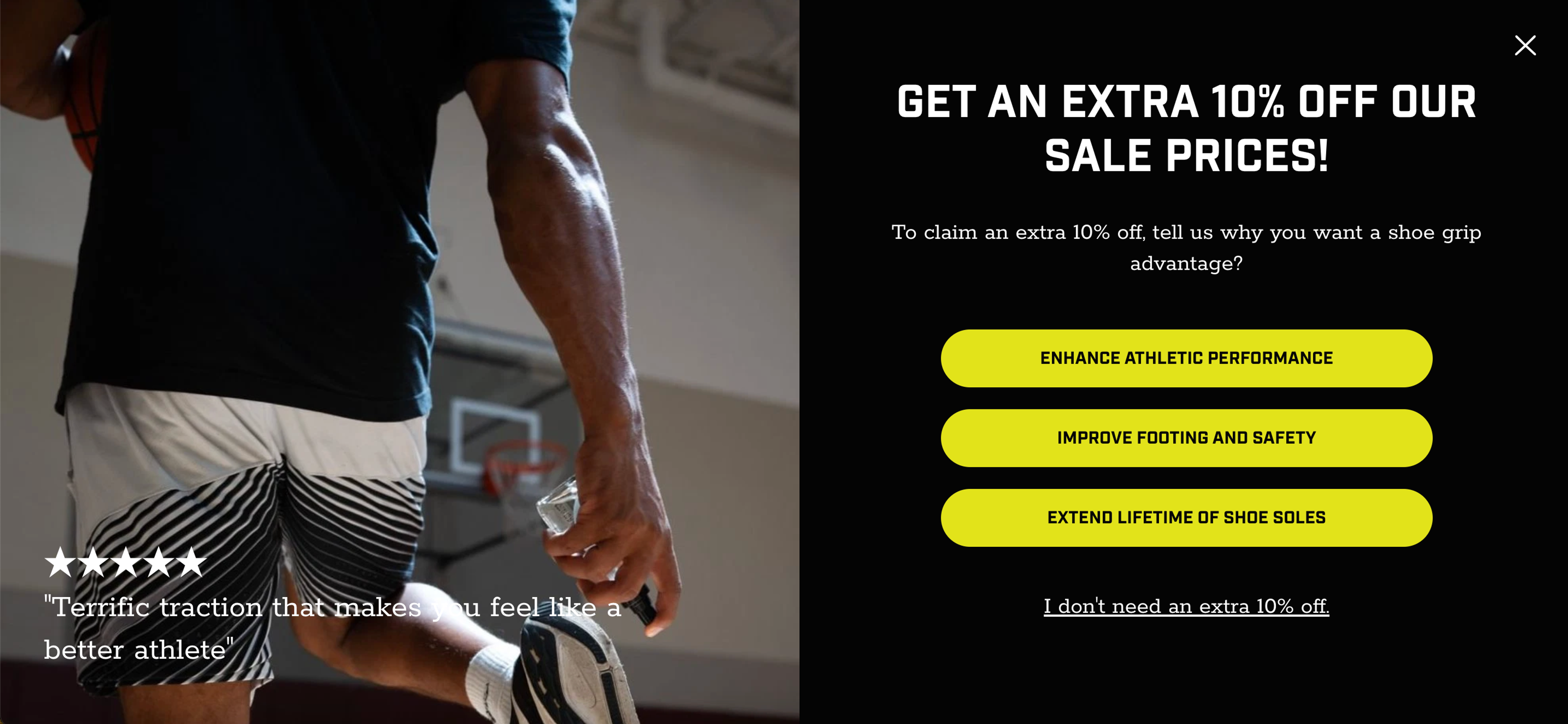 EDGE Shoe Grip Spray’s conversational popup