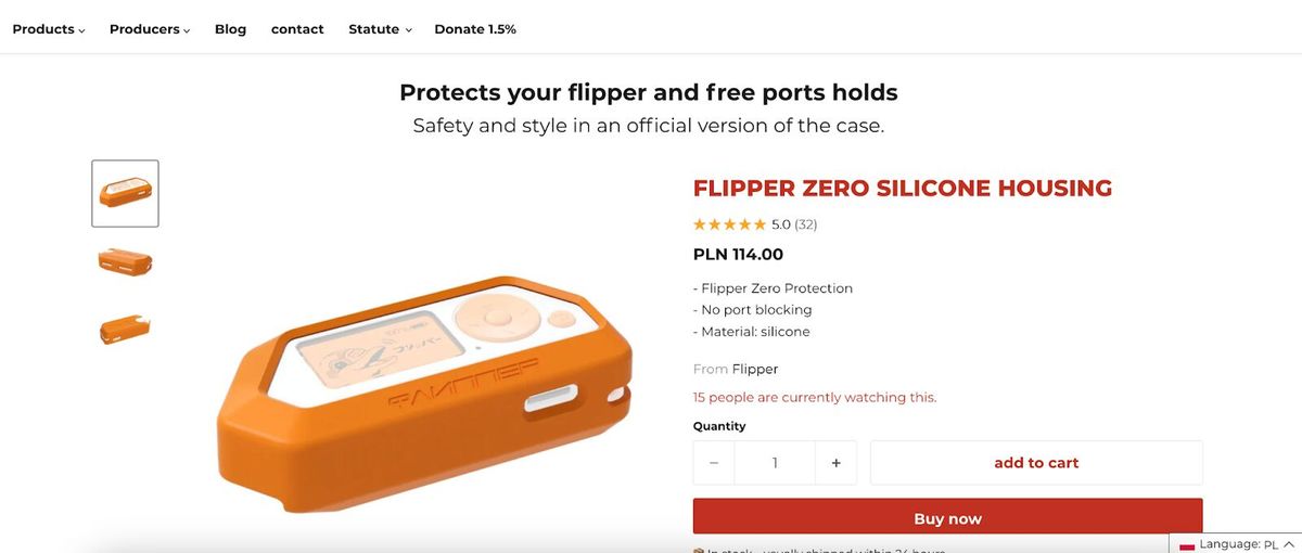 Flipper Zero product page after optimization