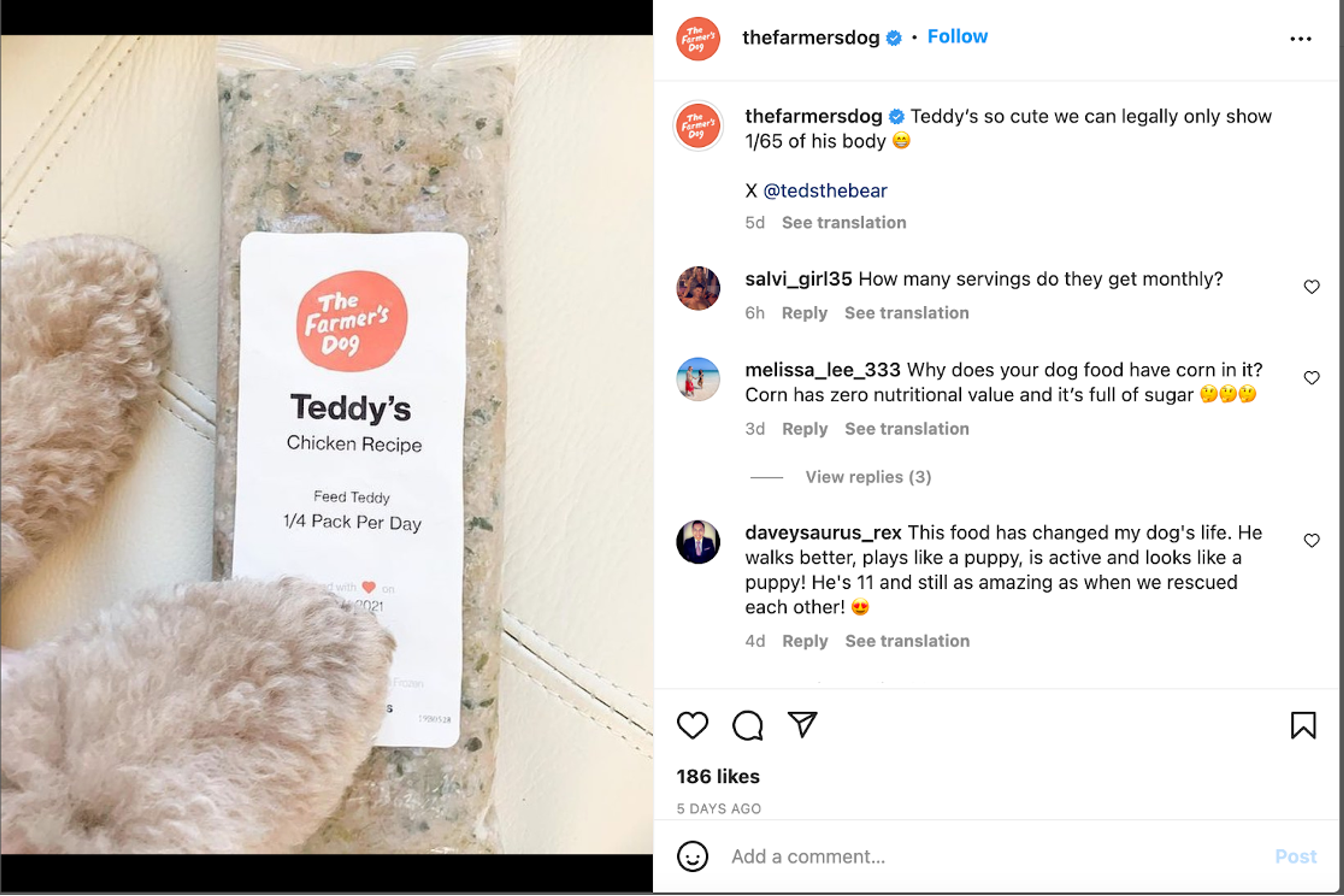 The Farmer’s Dog Instagram posts