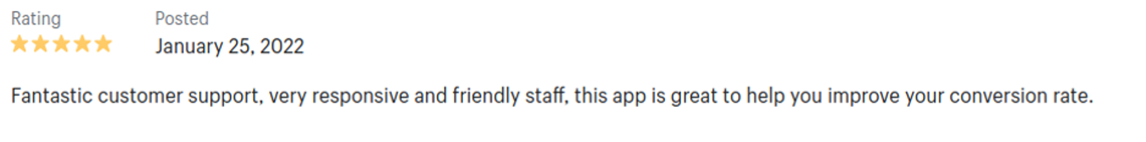 An OptiMonk review in the Shopify Store