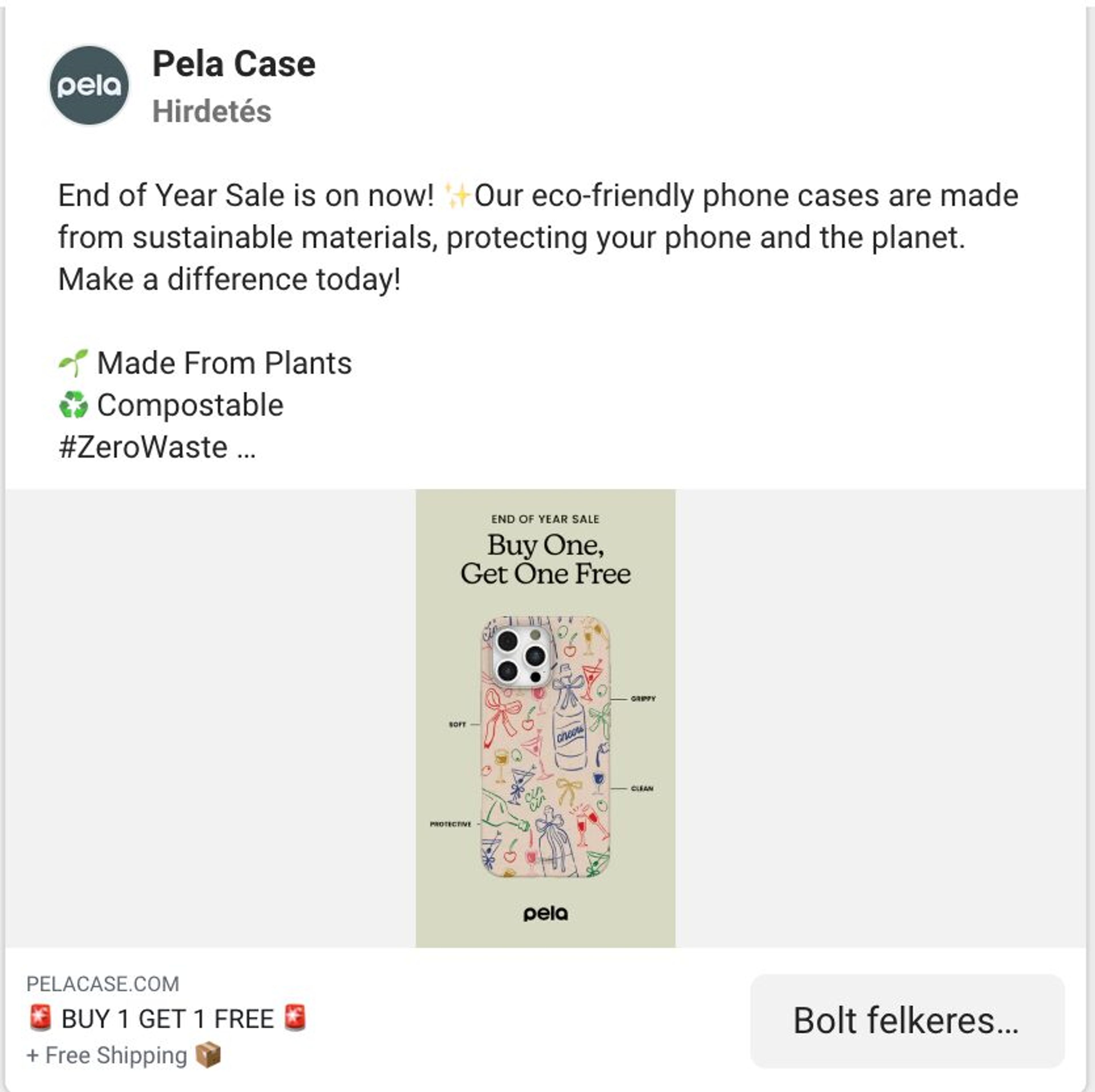 Pela Case's strong sales promotion examples why it is important to include paid ads to boost sales and encourage customers to shop more.