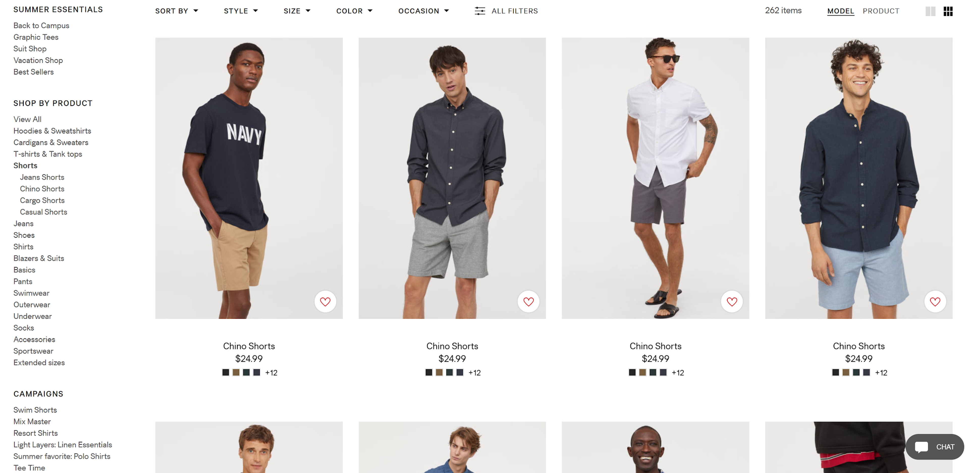 H&amp;M product listing page design