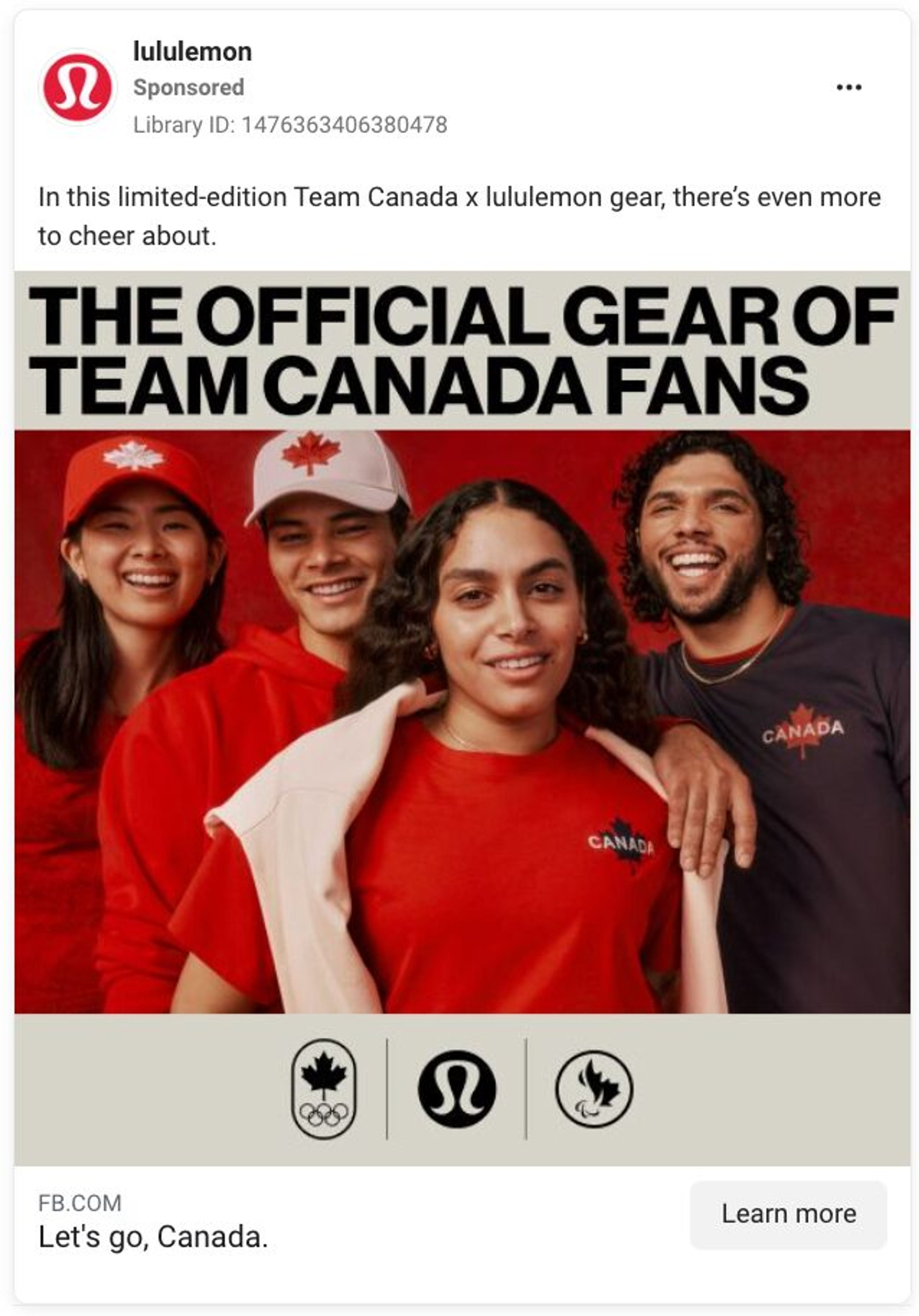 Lululemon Facebook ad