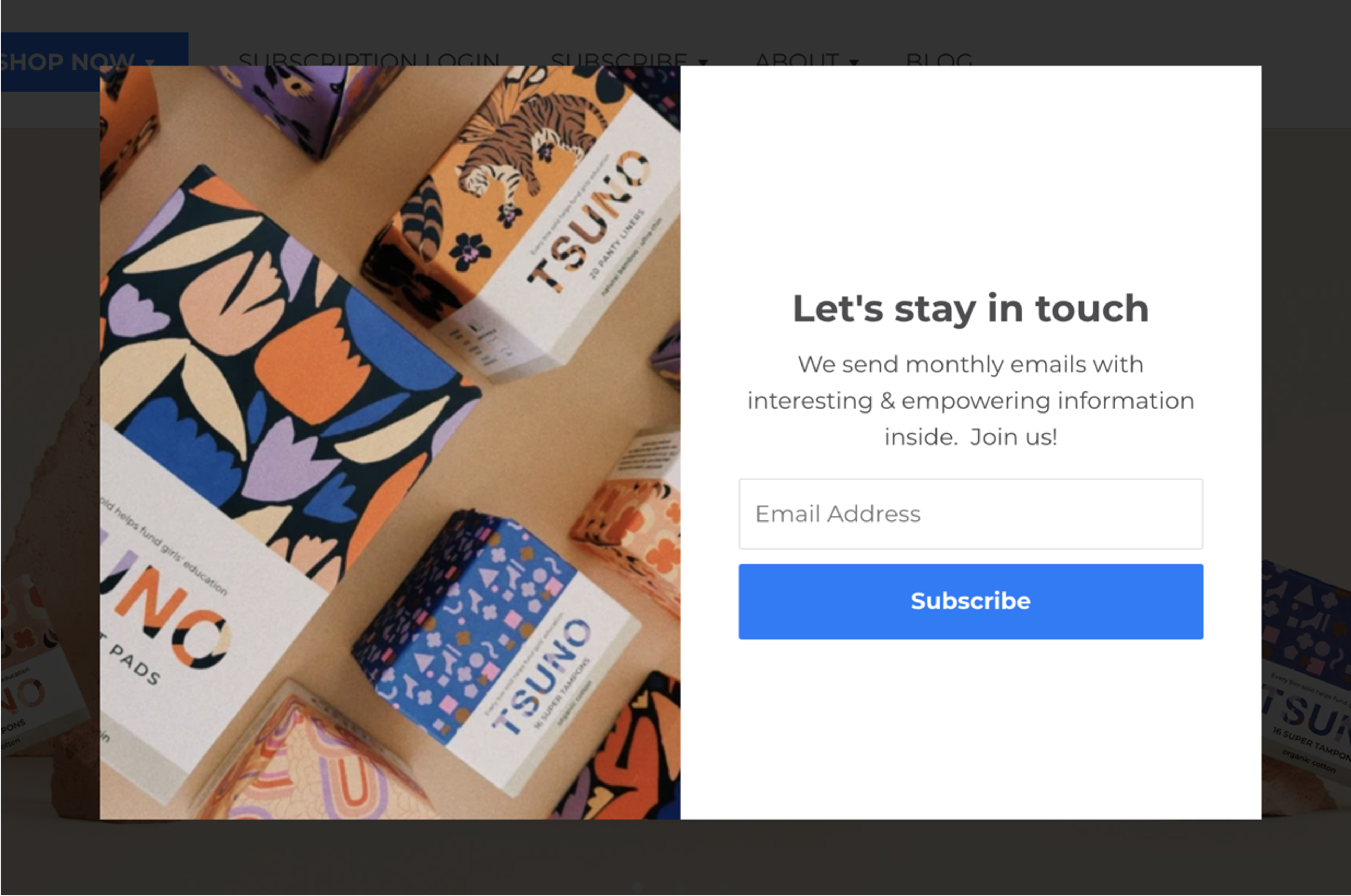 Shopify newsletter popup example