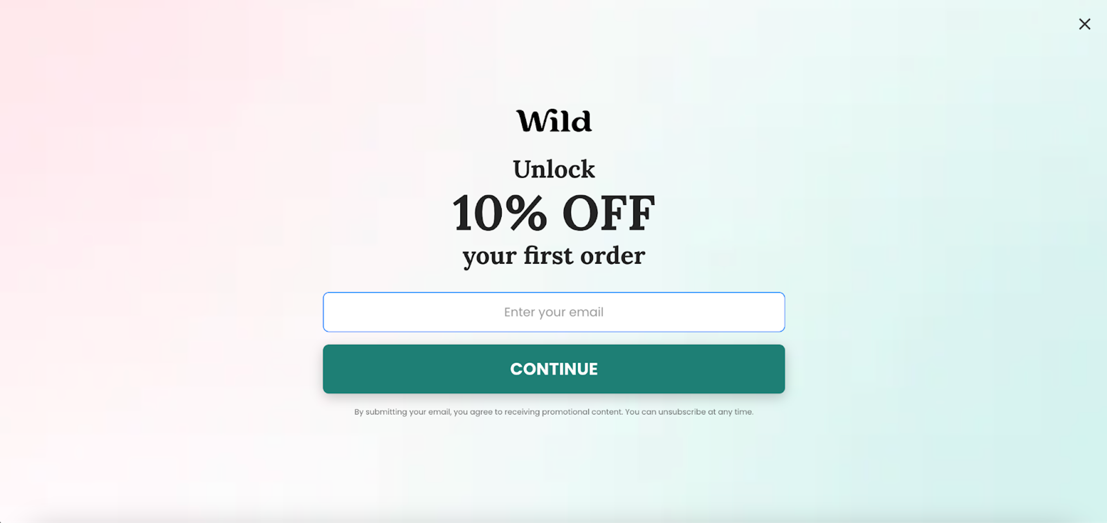 Wild's full-screen popup