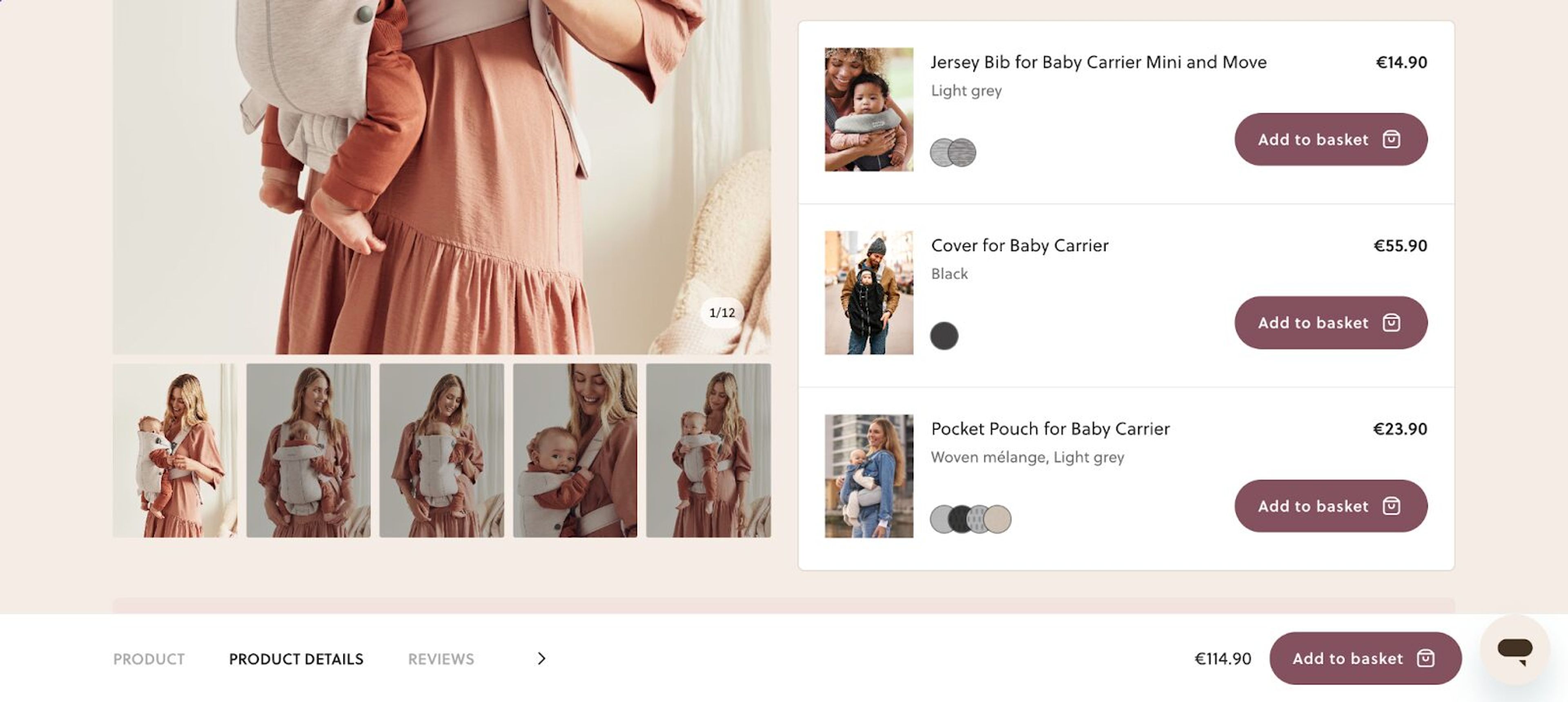 Online shopping experience Baby Björn