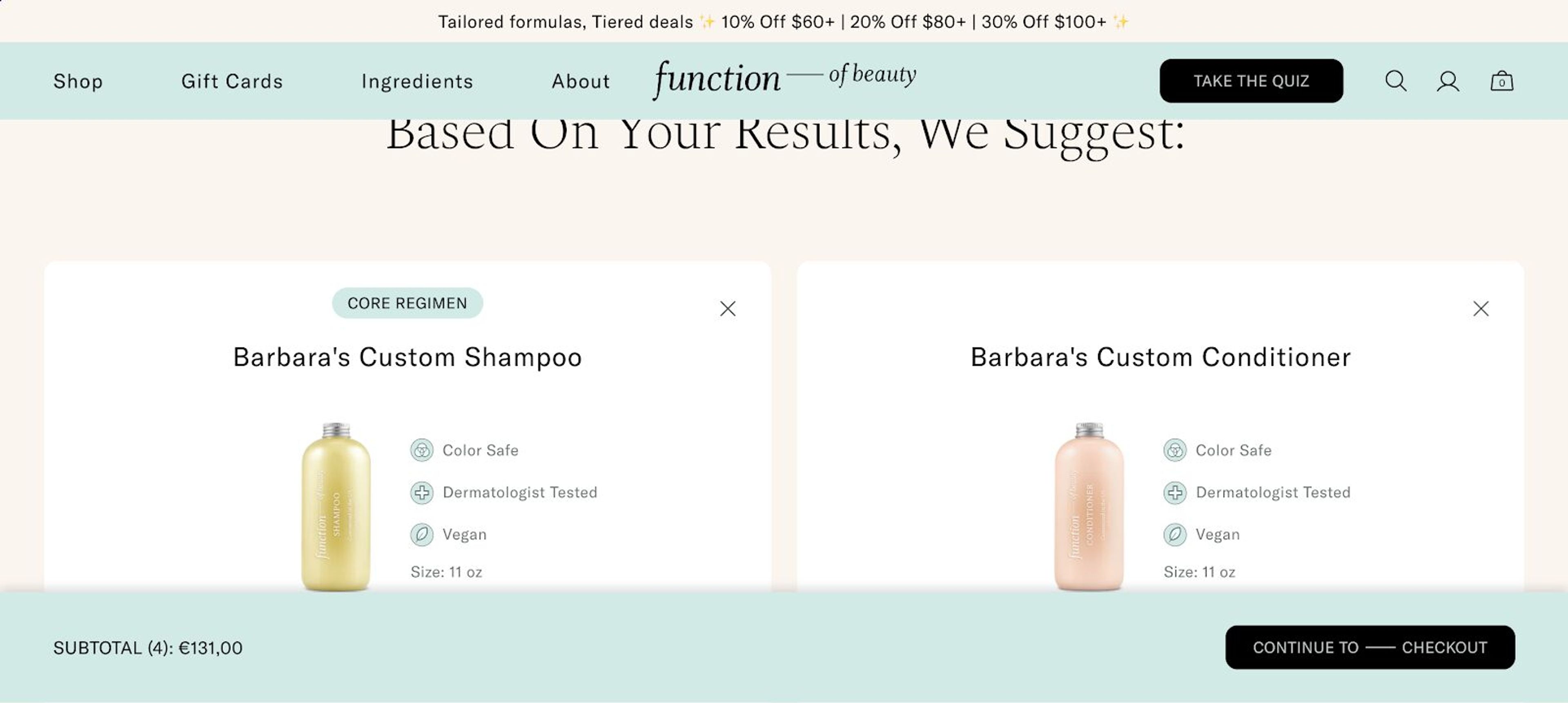 Function of Beauty enhance customer engagement with product customization.