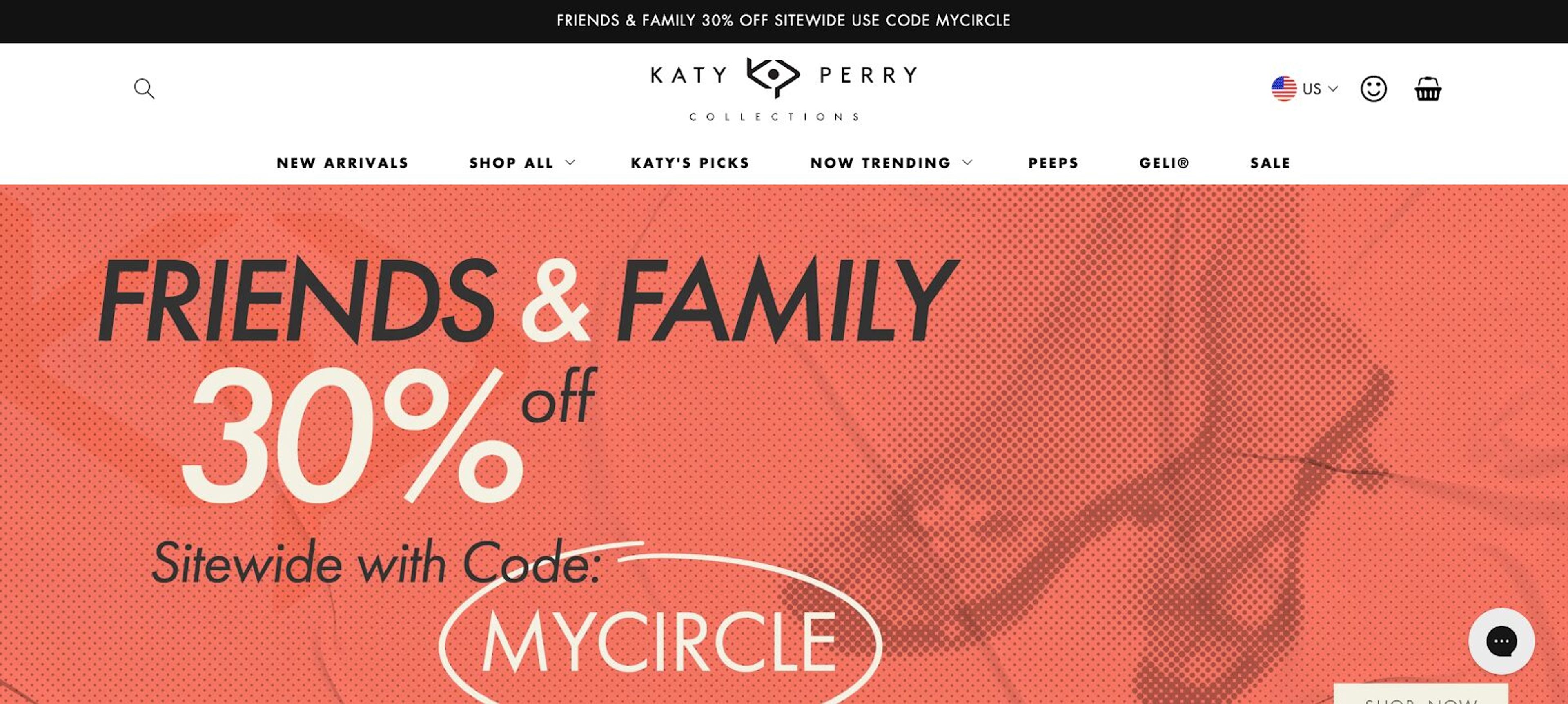 Katy Perry’s footwear site with a bold design and AI-powered live chat, focused on email list growth without paid ads.
