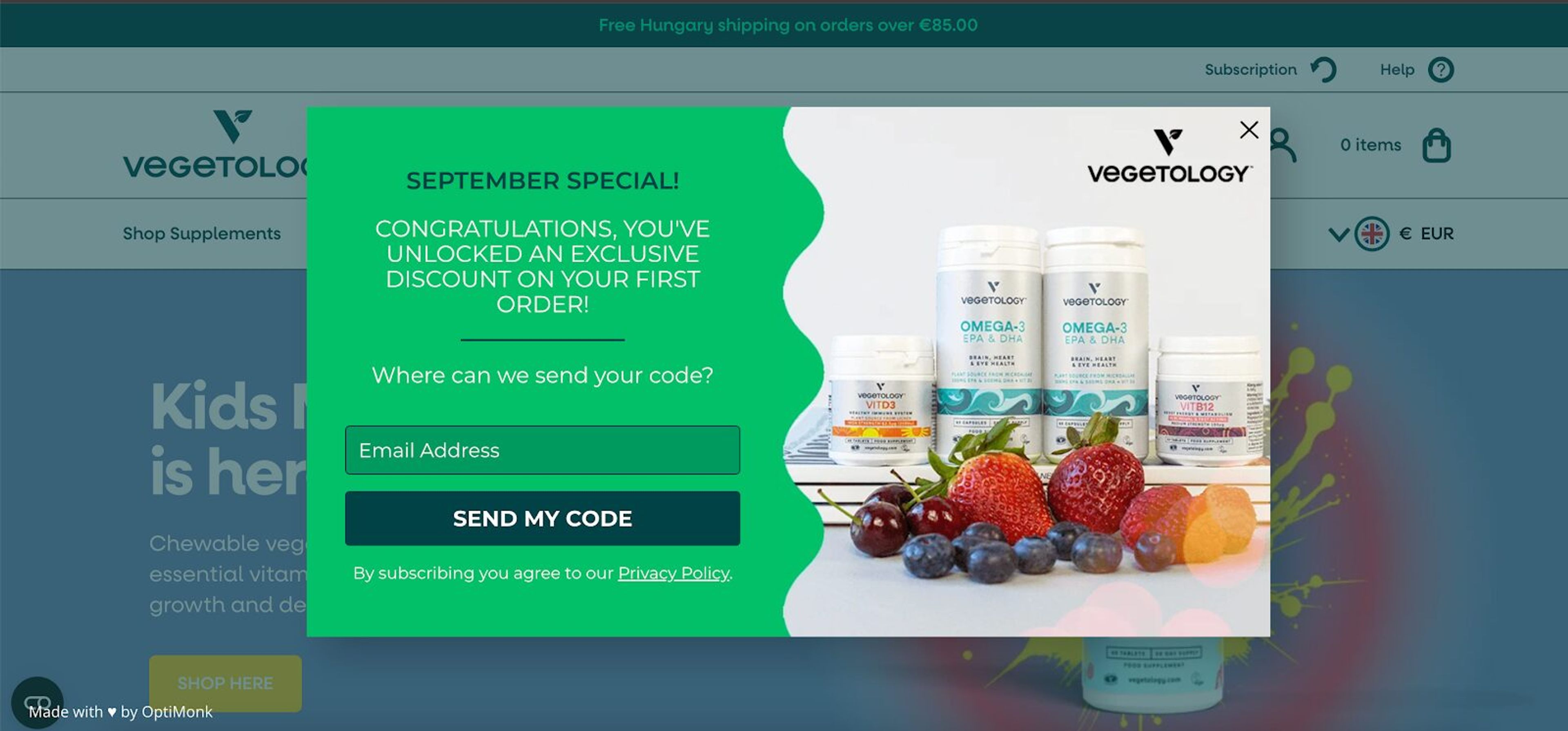 Vegetology's popup ads is creating a sense of urgency as it only stands for limited time.