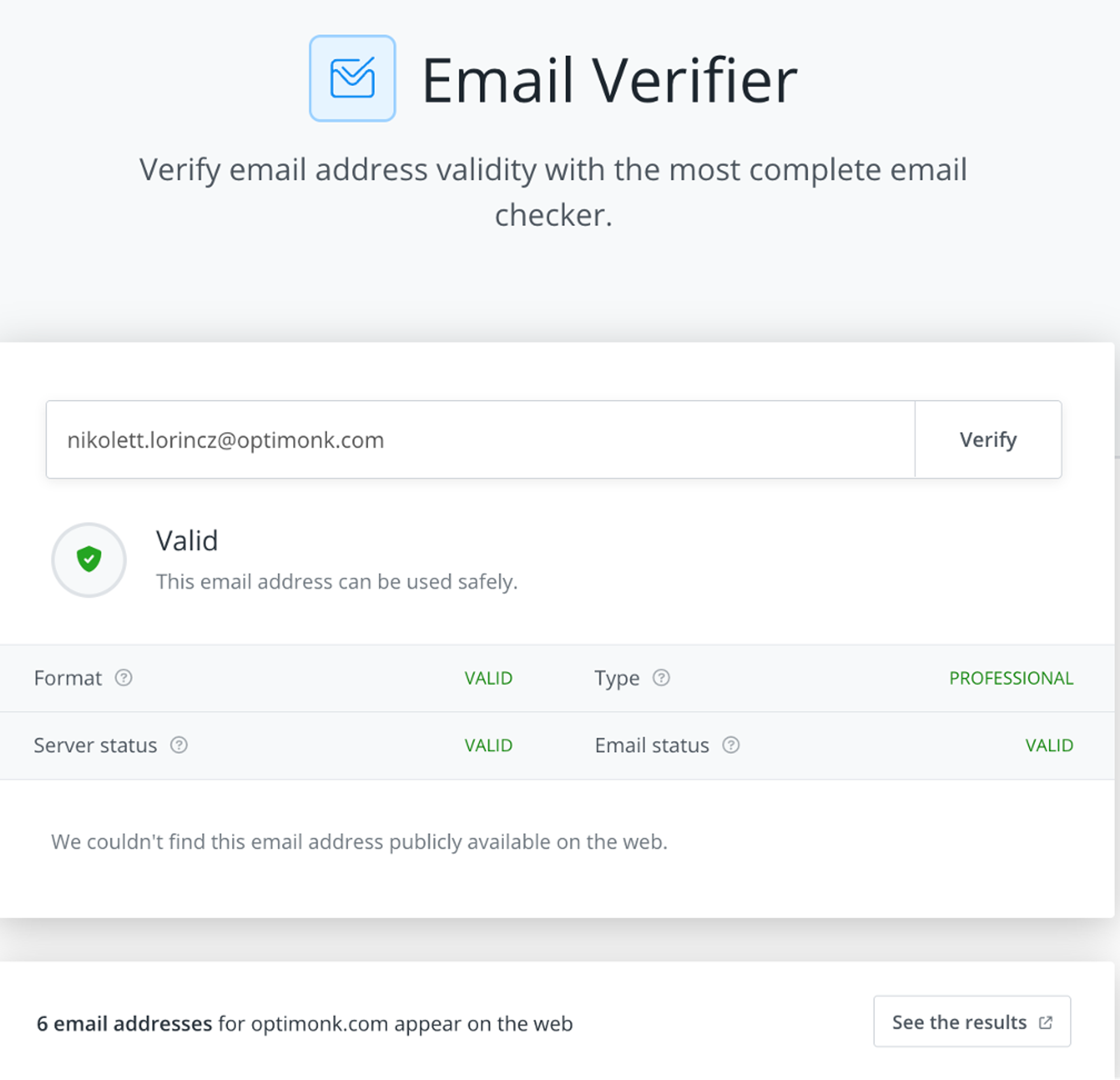 Use an email verifier tool