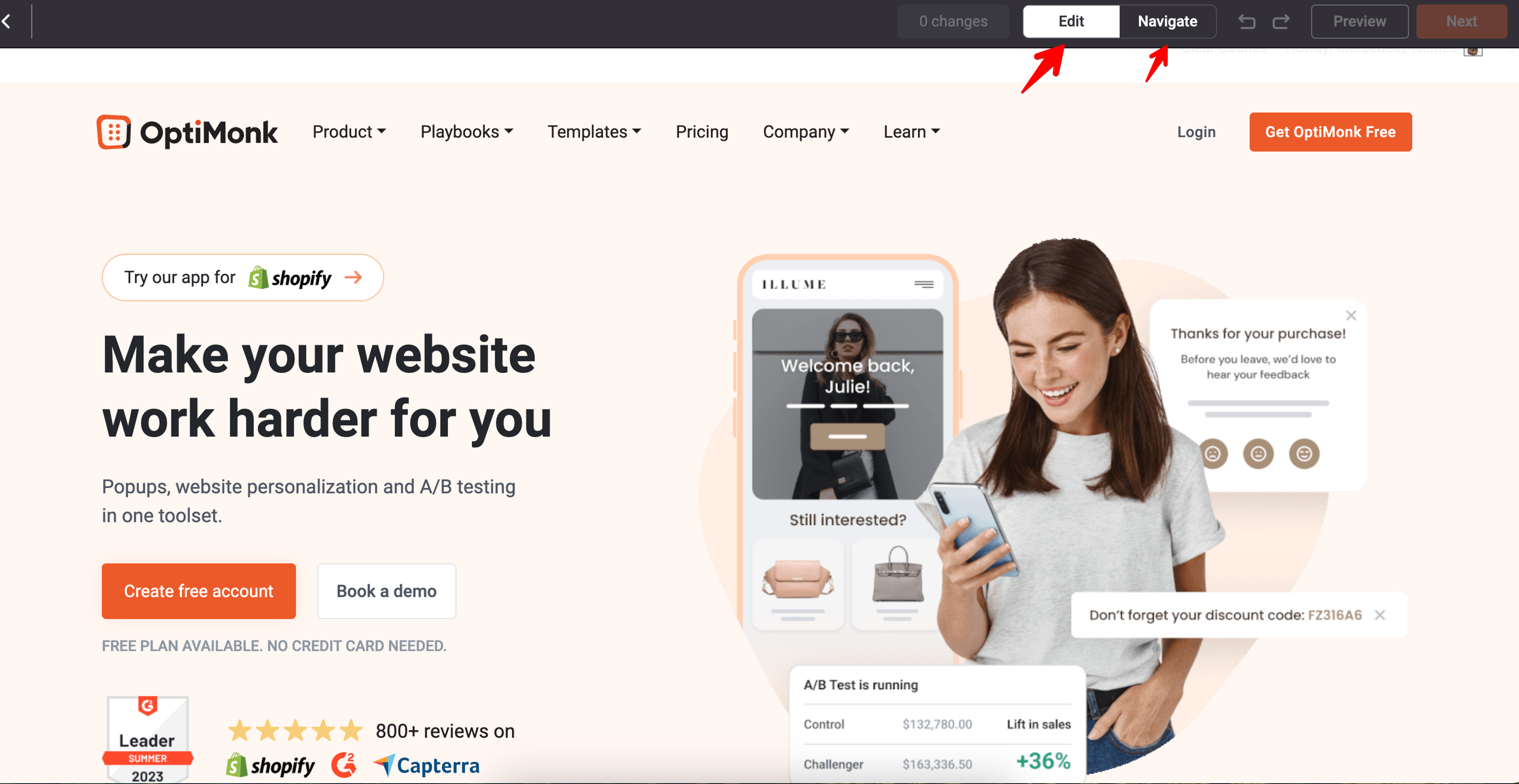 OptiMonk Smart A/B testing