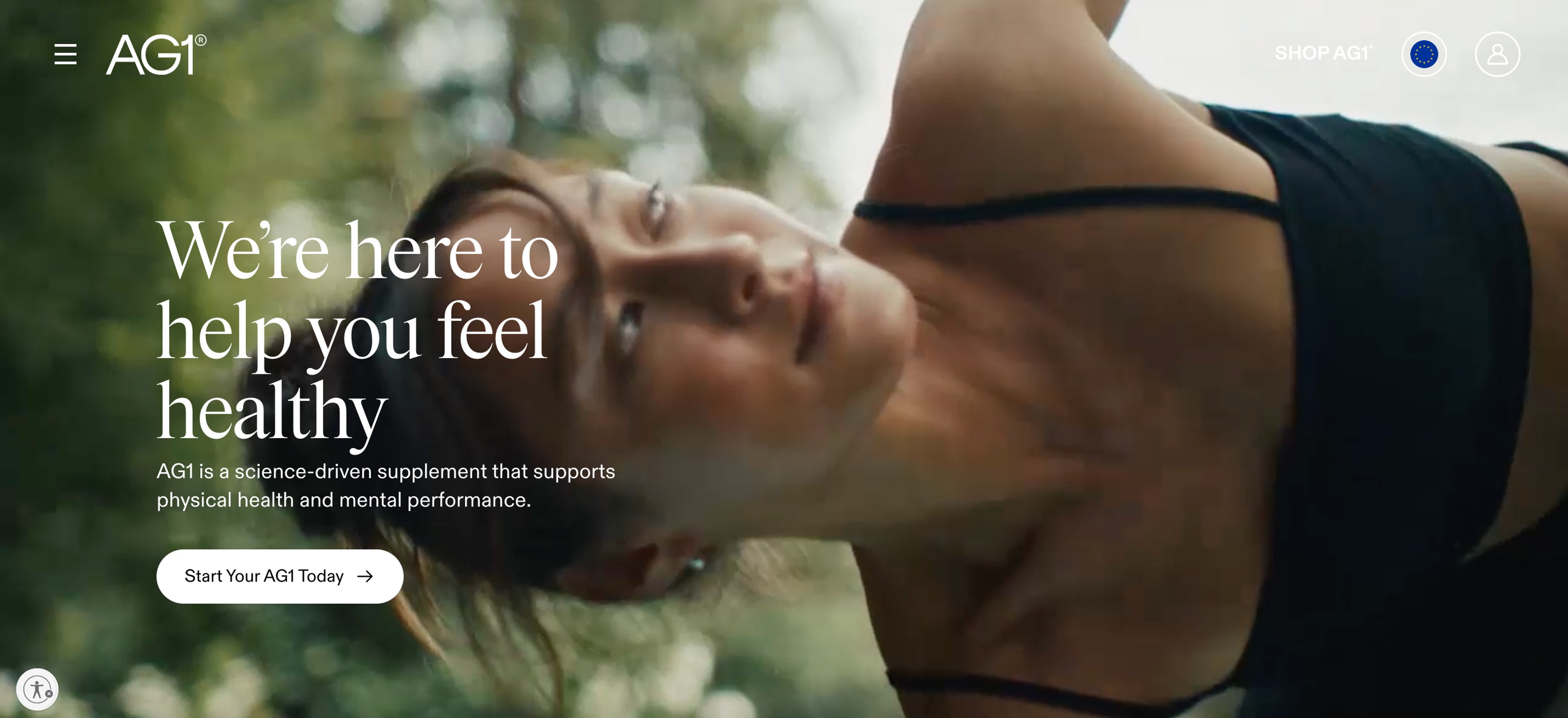 AG1 ecommerce store homepage call-to-action